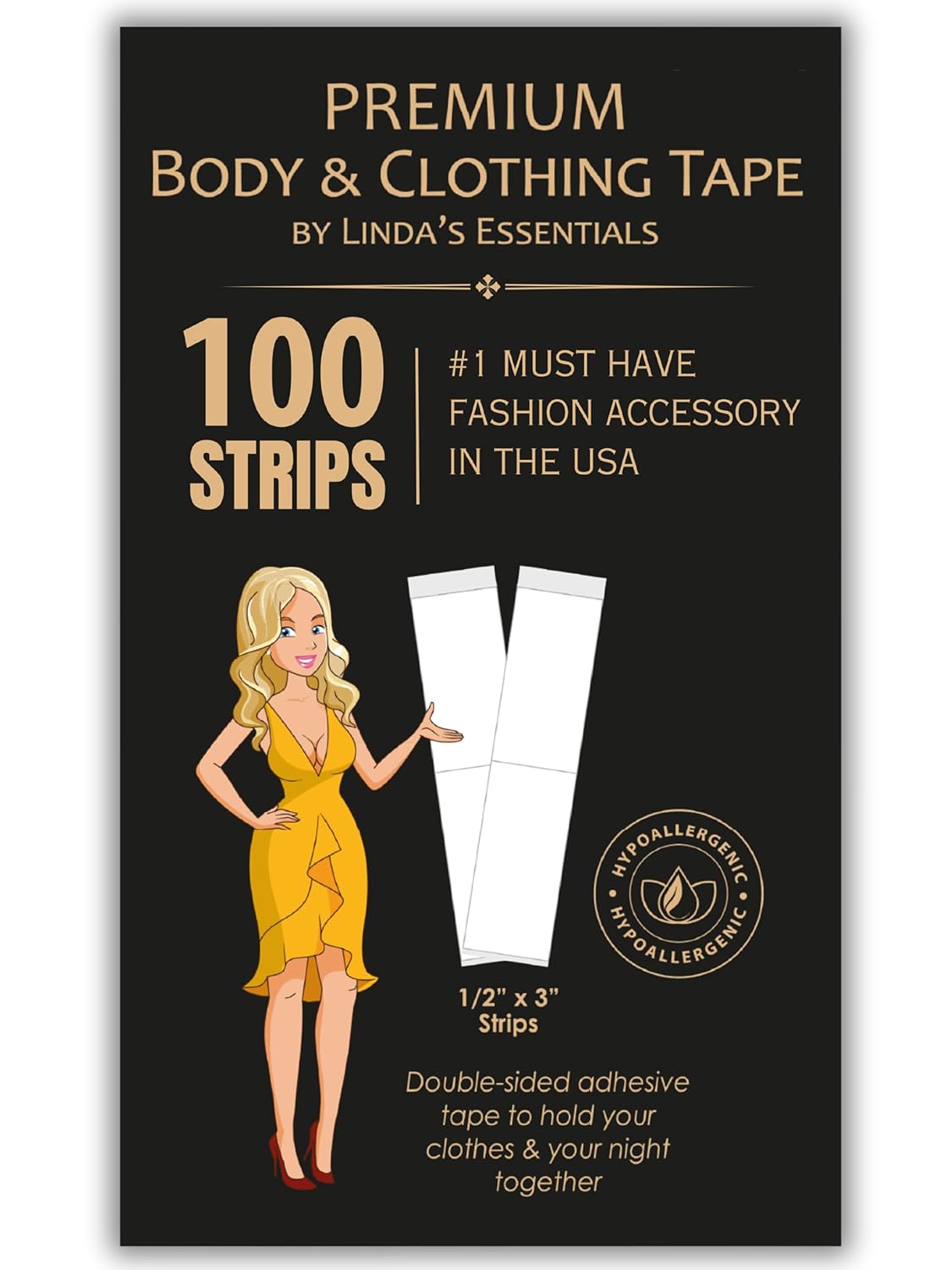 Linda’s Essentials Double Sided Body and Fashion Tape (100 Pack) - Extra Adhesiv...