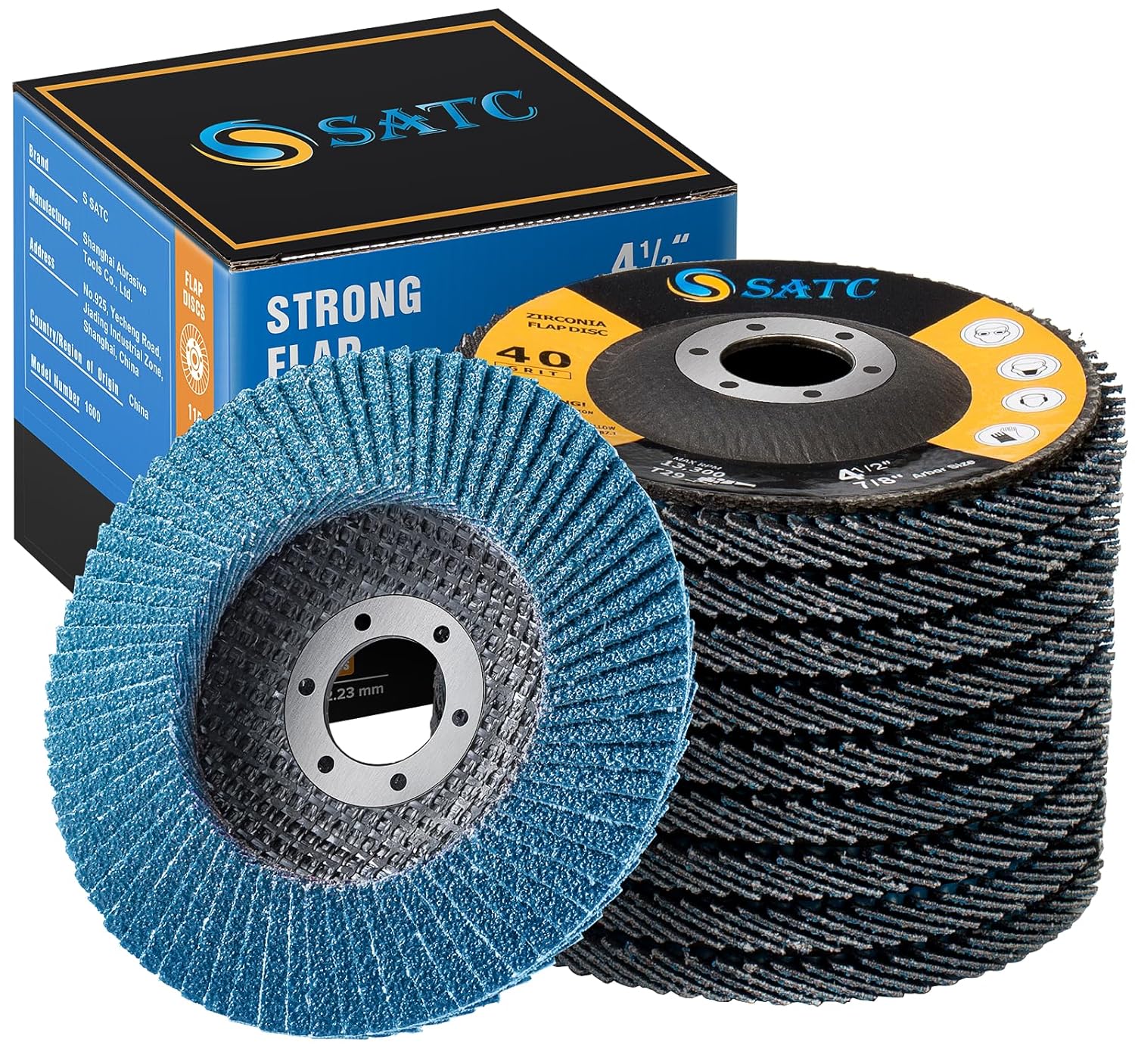 SATC Flap Discs 40 Grit 115mm Zirconia 10 Pack Grinding Discs Type 29 Sanding Di...