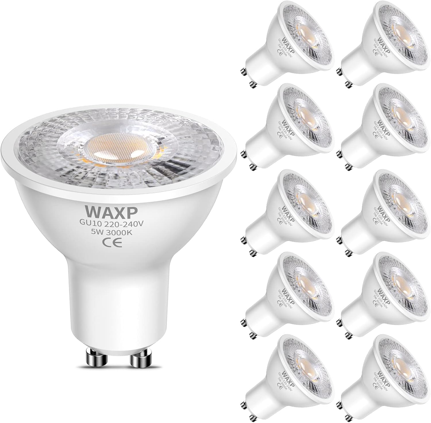 GU10 LED Spot Light Bulbs Warm White 5W, 3000K, 365lm, No Flickering, Energy Sav...