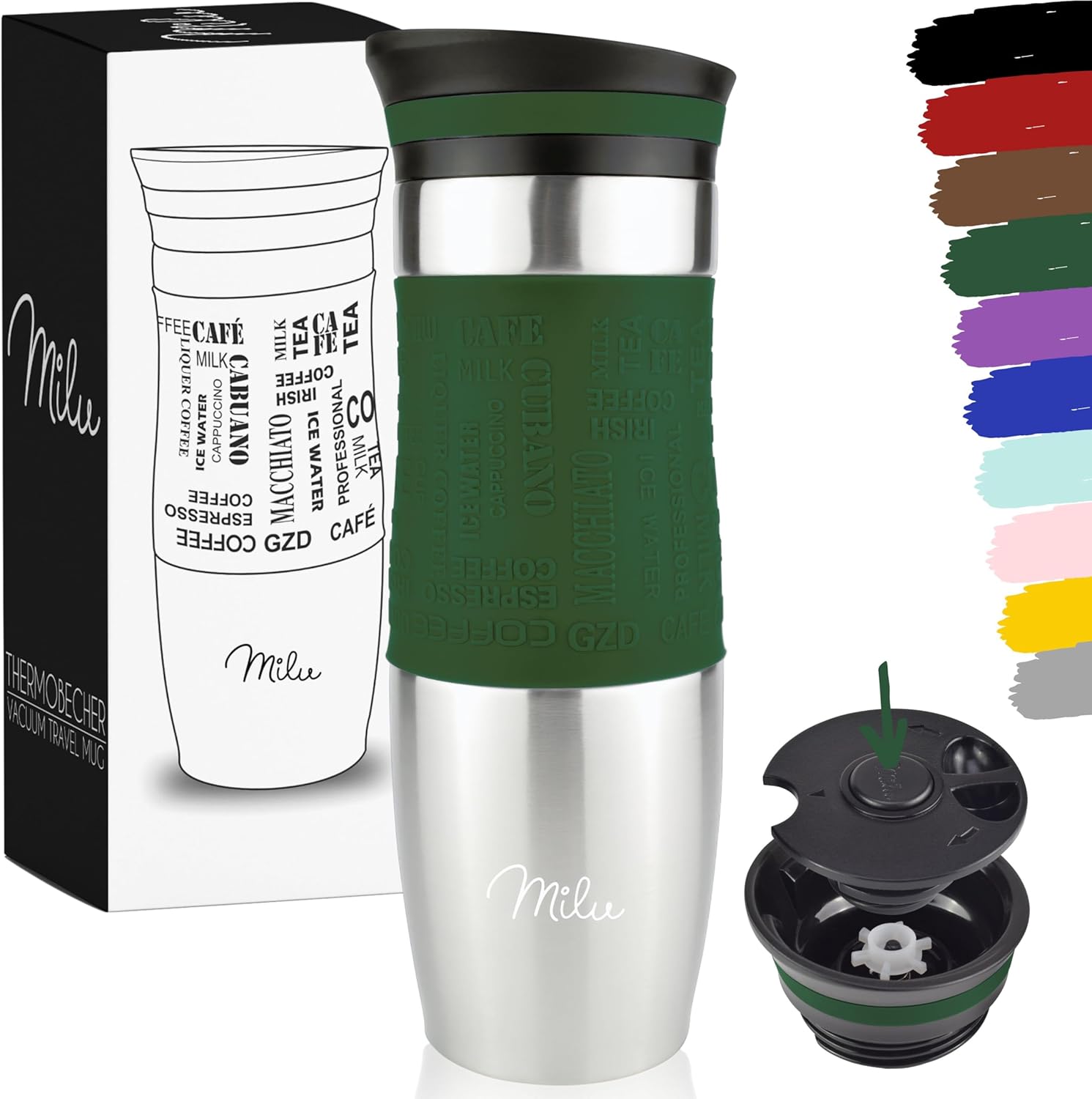 Milu Thermo Mug, Unique Insulated Coffee Mug for Traveling, Leak-Proof Stainless...
