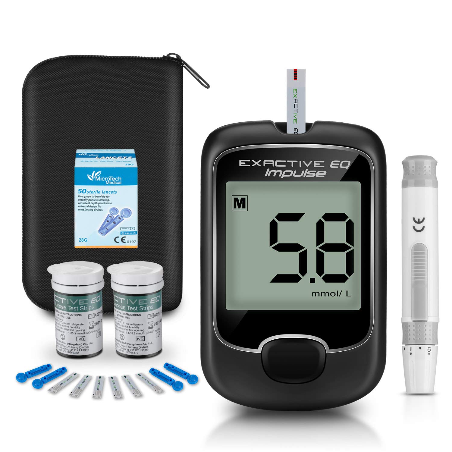 Diabetes Testing Kit Blood Glucose Monitor Meter Blood Sugar Tester with 50 Test...