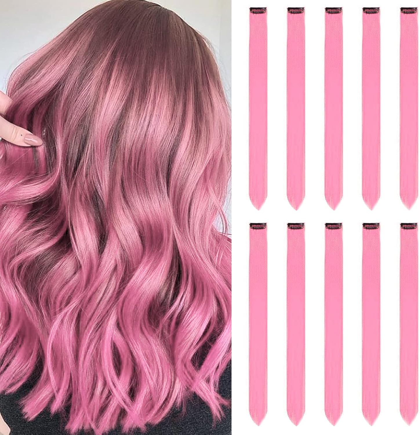 Unique Colored Hair Extensions, Special Clip In Extensions for Vibrant Party Hig...