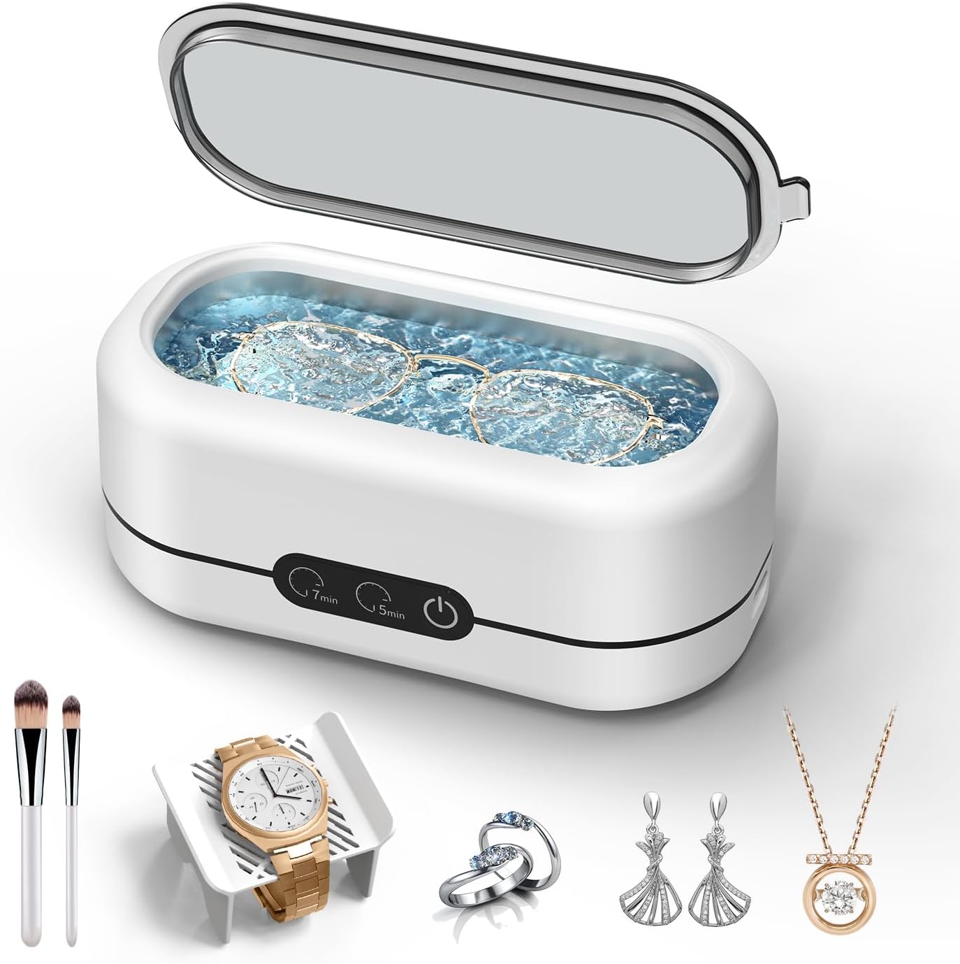 Ultrasonic Jewelry Cleaner, 48KHz Ultrasonic Cleaner Machine for Jewelry, Eyegla...