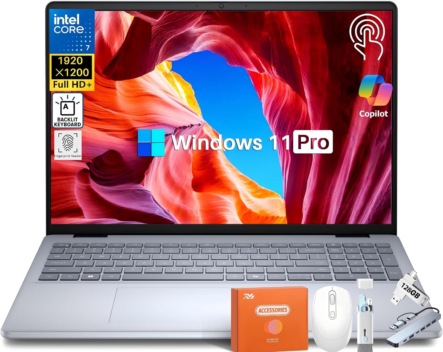 Dell Inspiron 16 Touchscreen Laptop Computer, 16" FHD+ 300-Nits Display, Intel 1...