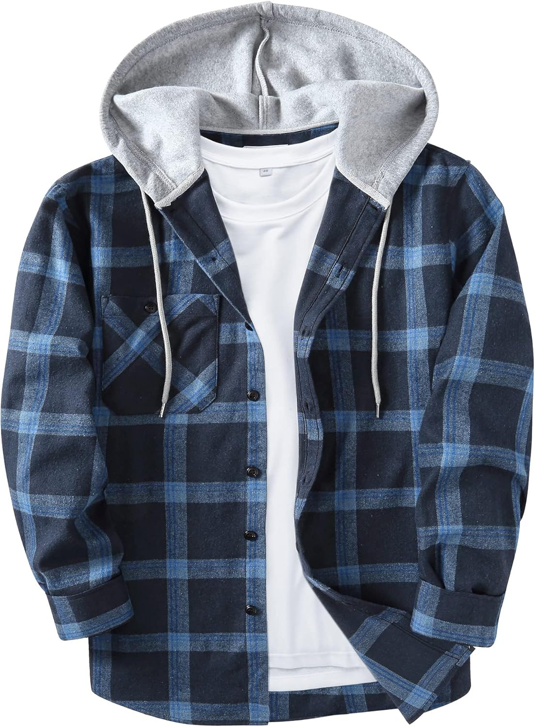 Stylish ZITY Flannel Hoodie Shirts, Unique Casual Button Down Plaid Shirt Jacket...