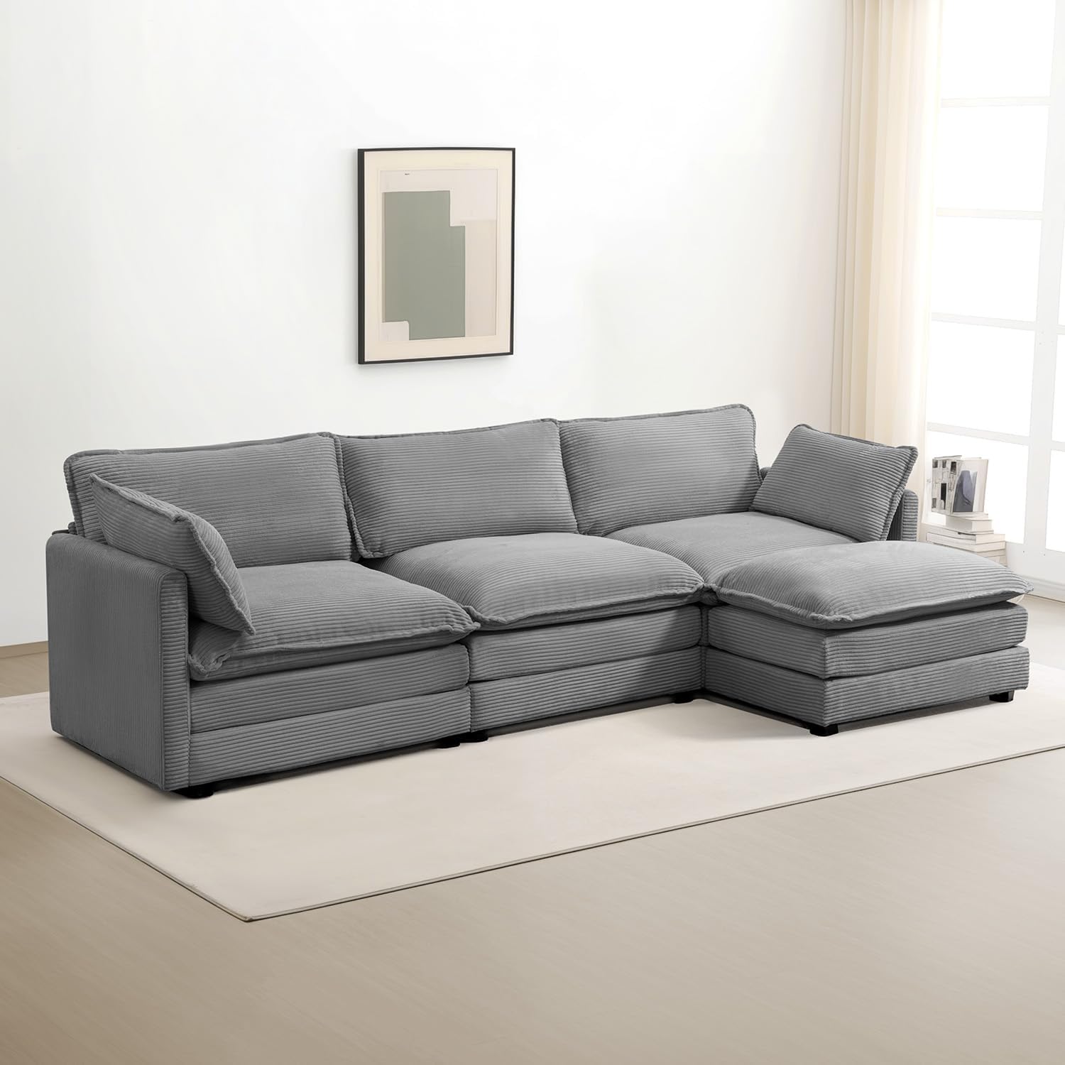 ROWHY Oversized Modular Sectional Sofa, Special Movable Ottoman Sofa, Innovative...