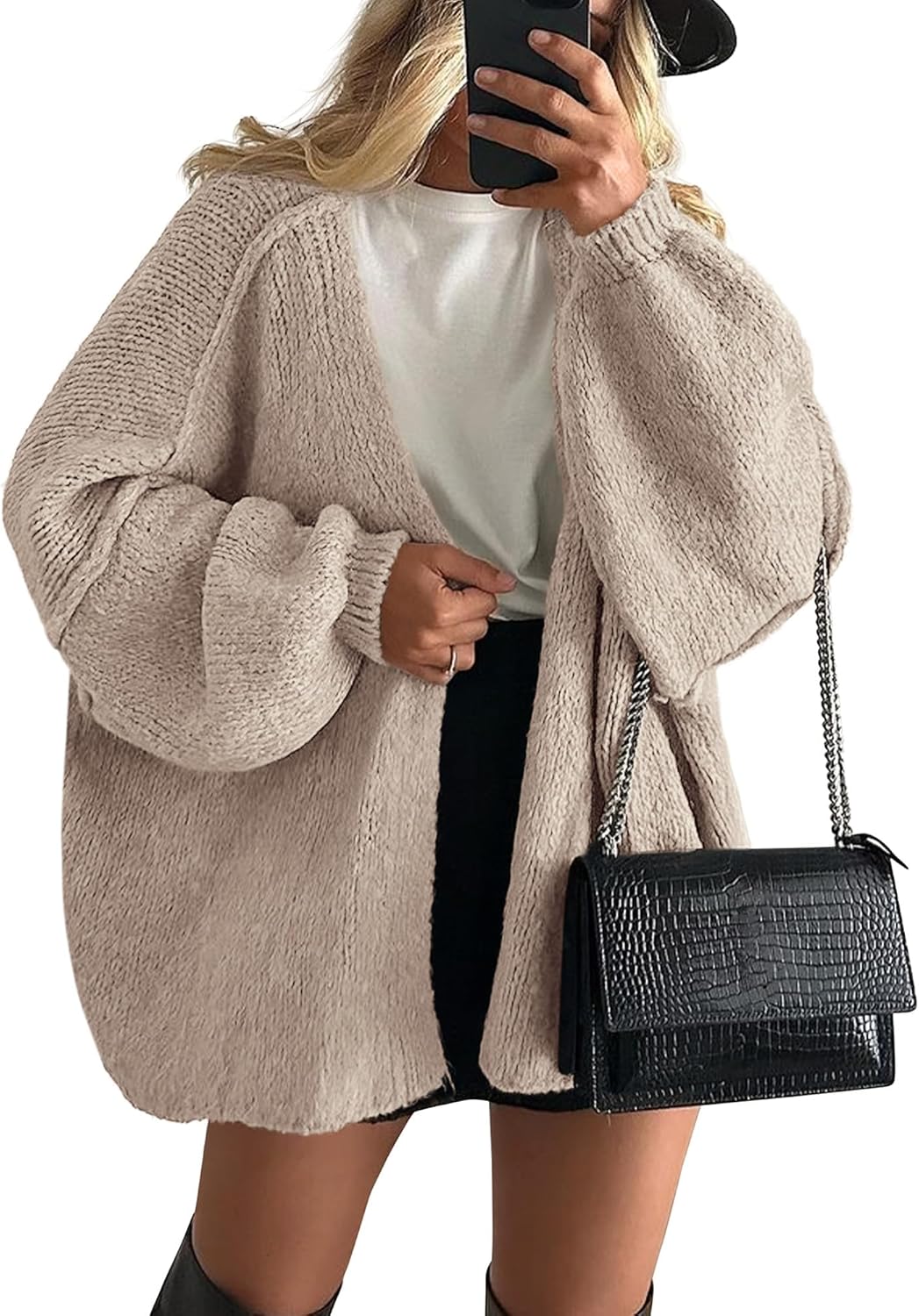 PRETTYGARDEN Womens Oversized Cardigan Sweaters 2025 Fall Long Lantern Sleeve Kn...