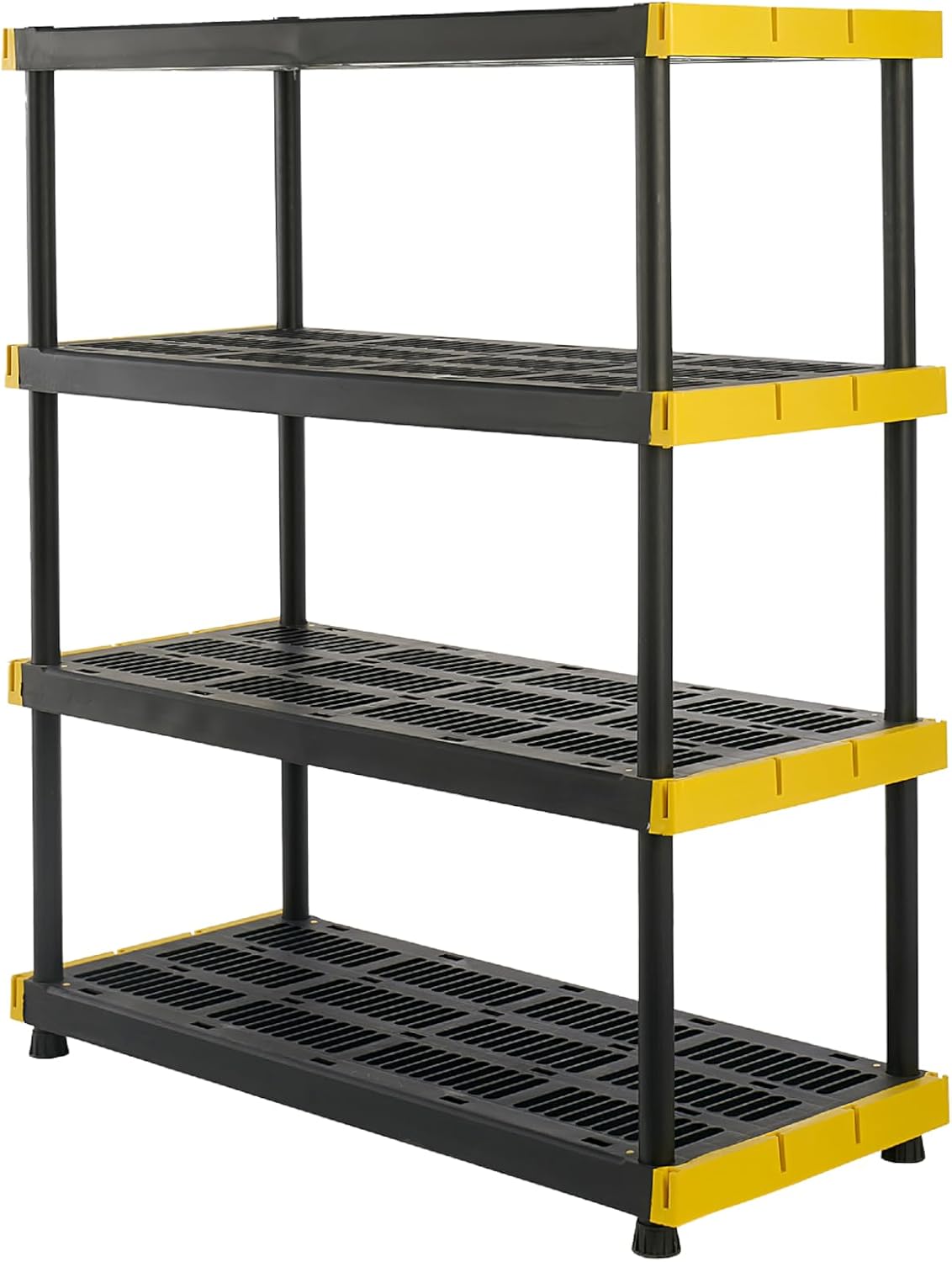 BLACK & YELLOW, 4-Tier Heavy Duty Plastic Storage Shelving Unit, 200lbs/shelf (5...