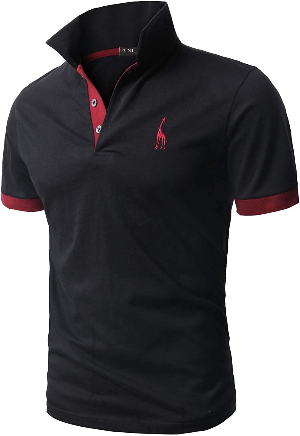KUNJLELP Men's Regular-Fit Cotton Pique Polo Shirt Short Sleeve Golf Polos XL Bl...