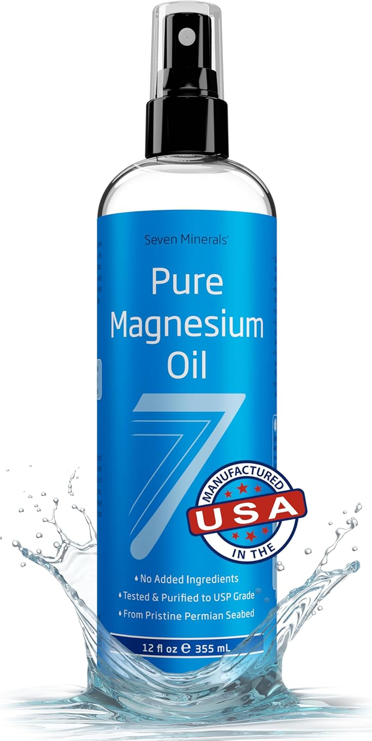 Seven Minerals Pure Magnesium Oil Spray, Big 12oz, USP Grade, Extra Strength, fo...