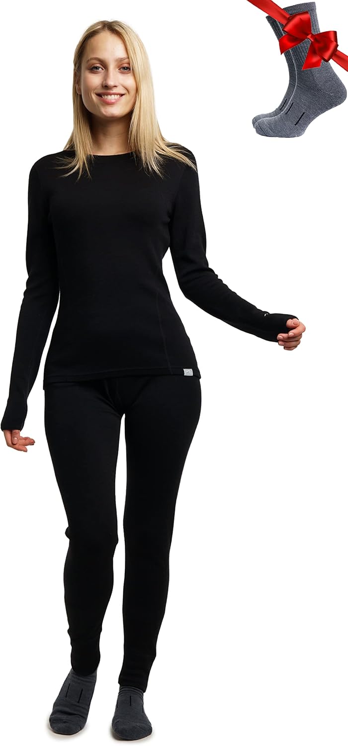 Merino.tech Women Set, Special Merino Wool Base Layer for Women, High-Quality Th...