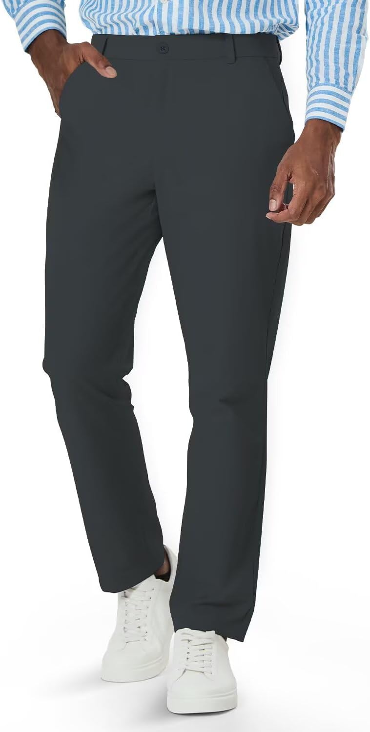 Mens Classic Fit Golf Pants, Special Stretch Dress Pants with Pockets, Innovativ...