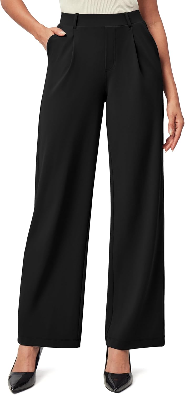 IUGA Womens Dress Pants Wide Leg Pull On Stretchy Work Pants Women High Waisted...