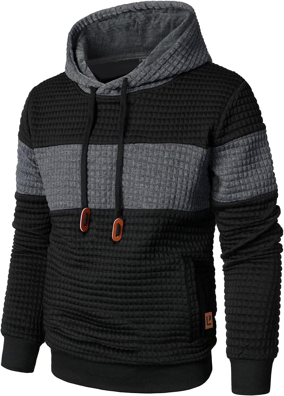Men’s Sweatshirts Long Sleeve Pullover Patchwork Plaid Jacquard Hoodie Casual Dr...