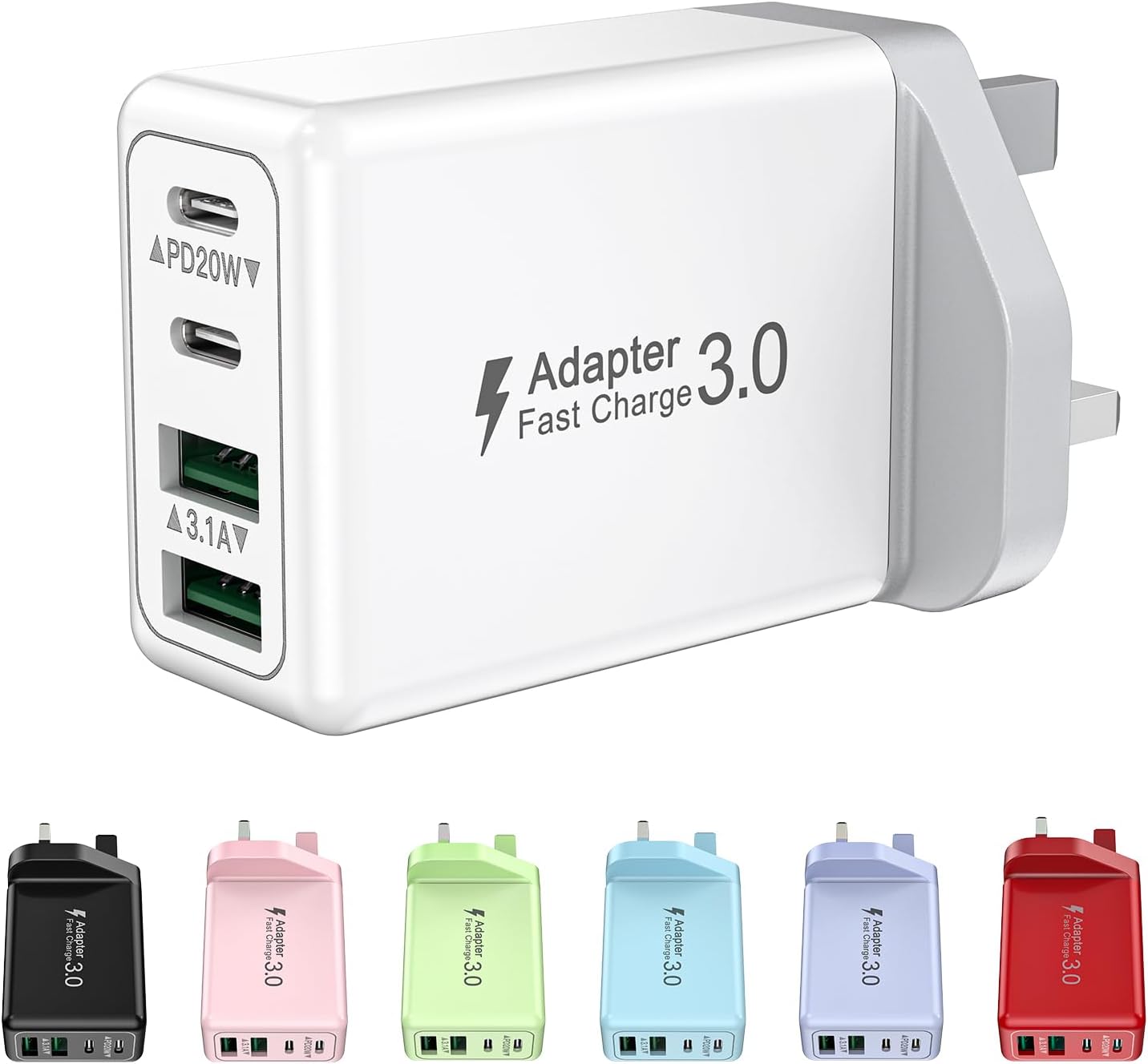 Efficient USB C Plug, Special Fast Charge Power Adapter, High-Quality 40W 4-Port...