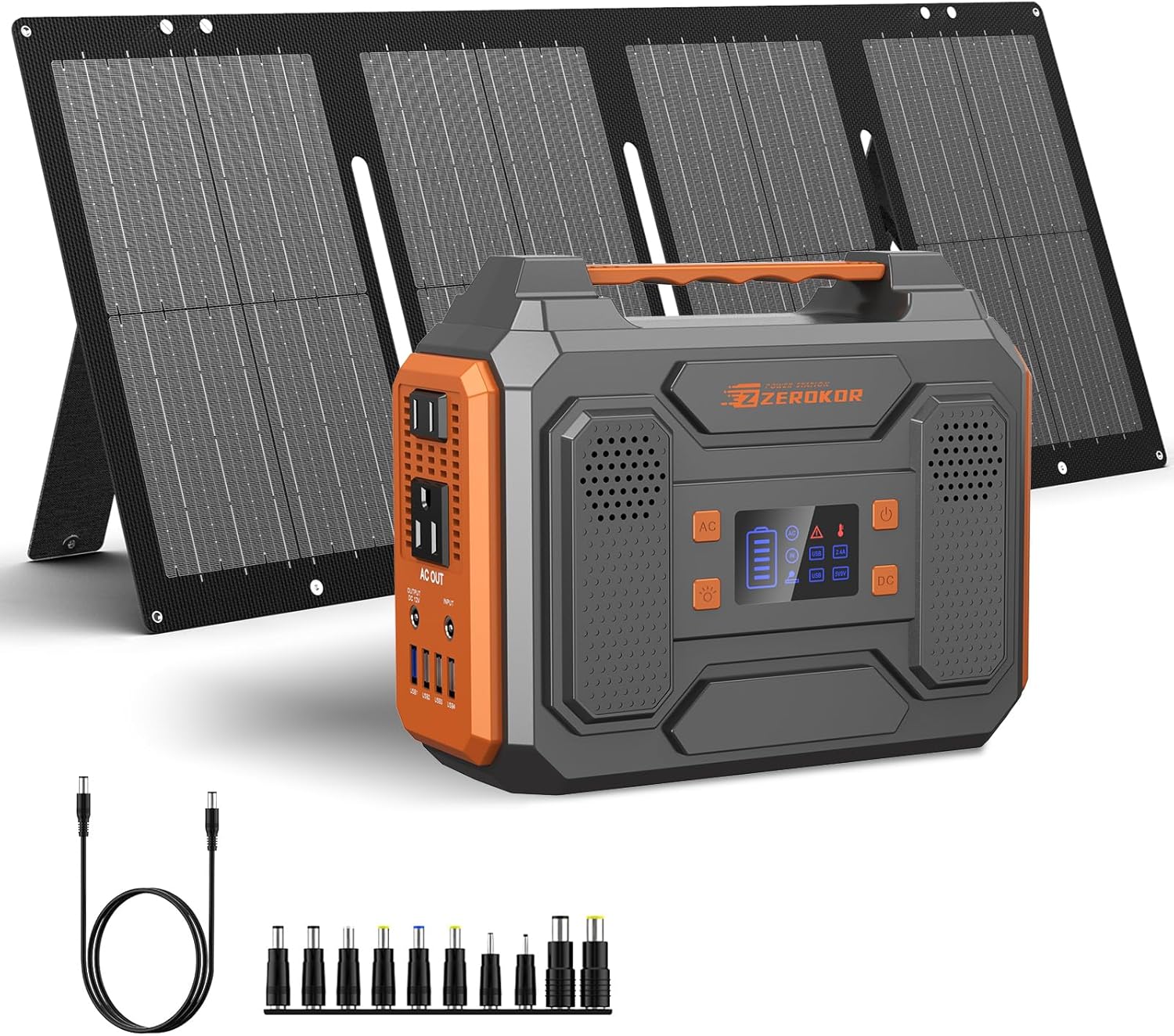 Portable Solar Generator, 300W Portable Power Station with Foldable 60W Solar Pa...