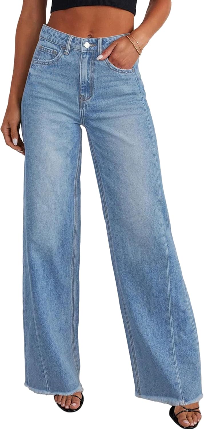 Trendy PRETTYGARDEN Wide Leg Jeans, High-Quality Women's Jeans, Special High Wai...