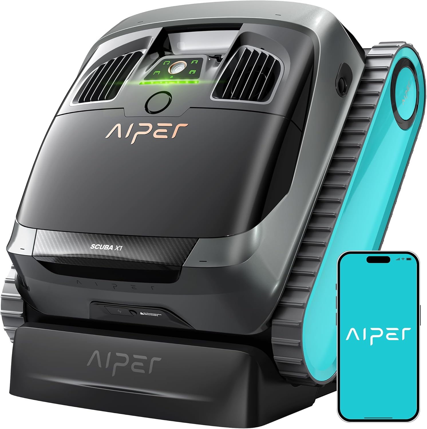 AIPER Scuba X1 Cordless Robotic Pool Cleaner, Upgraded Battery Life and Cross Pa...