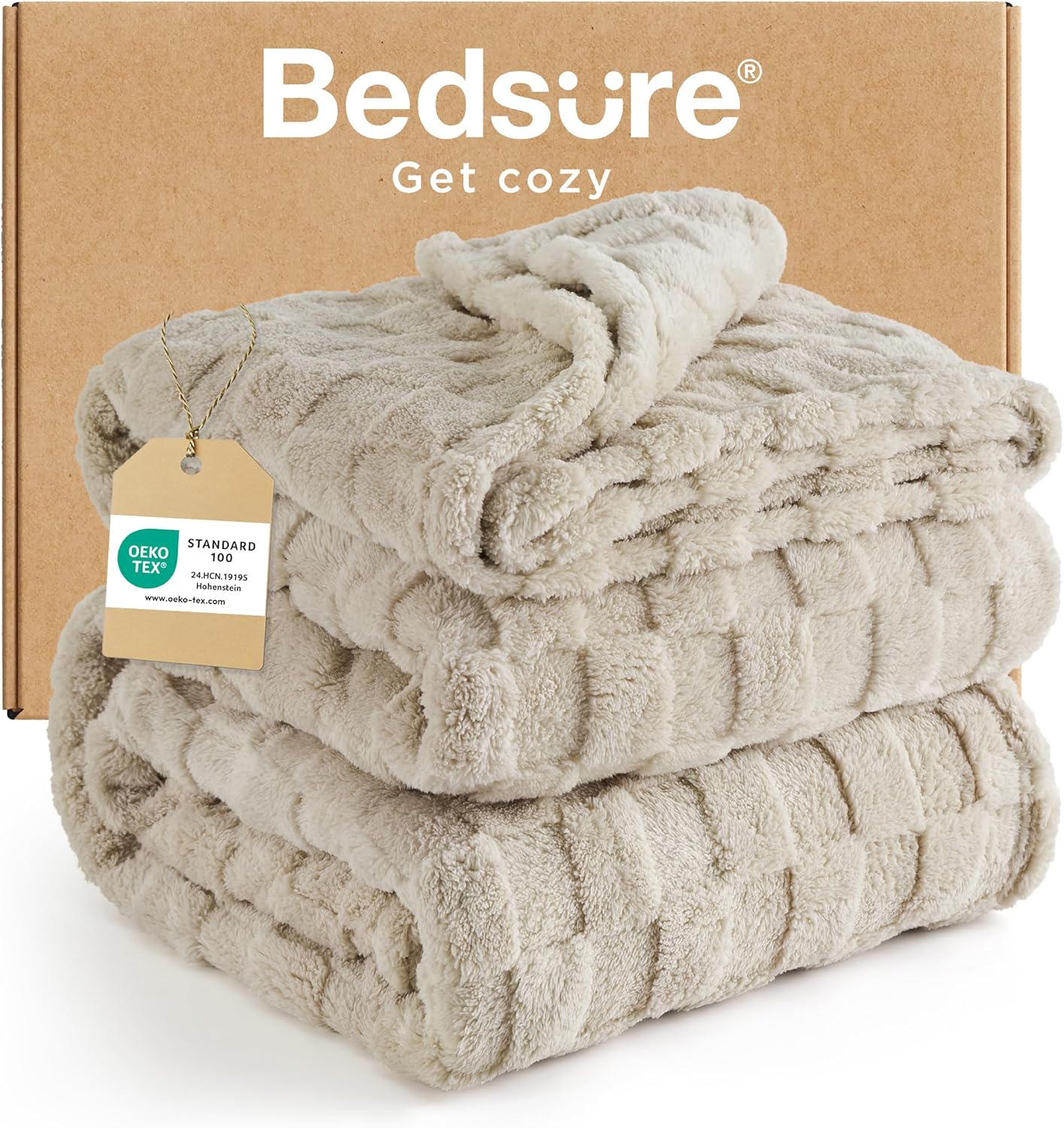 High-Quality Bedsure Fleece Blanket, Special Checkered Soft Cosy Blanket for Bed...