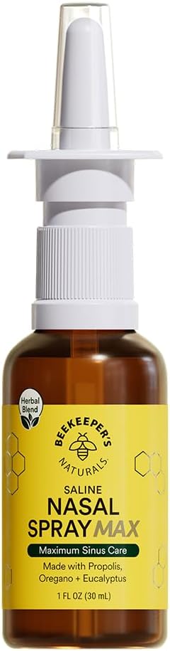 Beekeeper's Naturals Propolis Nasal Rinse Spray Max, Relief for Adults w/Eucalyp...
