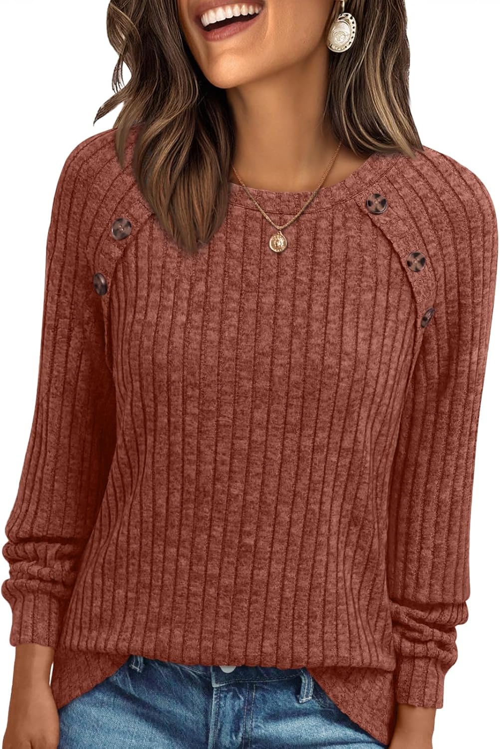 AUTOMET Womens Long Sleeve Tshirts, Special Casual Tunic Work Tops, Unique Fall...