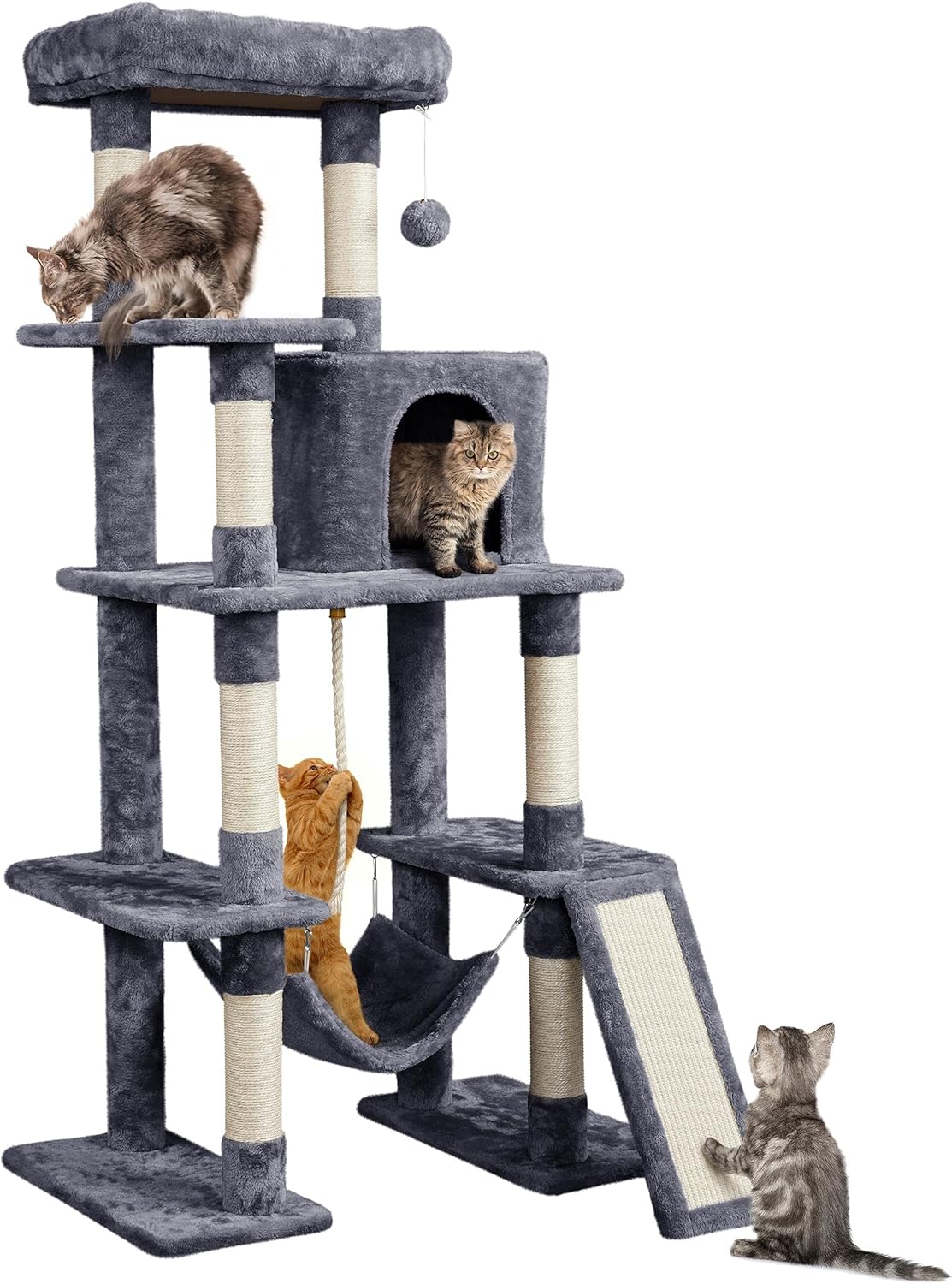 Yaheetech Large Multi-Level Cat Tree, 63 Inches Tall with Sisal-Covered Scratchi...