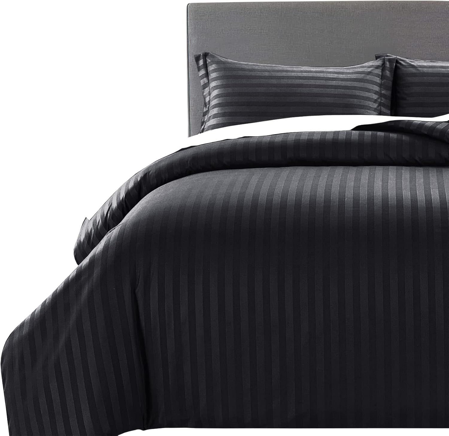 Luxury MOONLIGHT20015 Double Duvet Set, Special Reversible Stripes Satin Double...