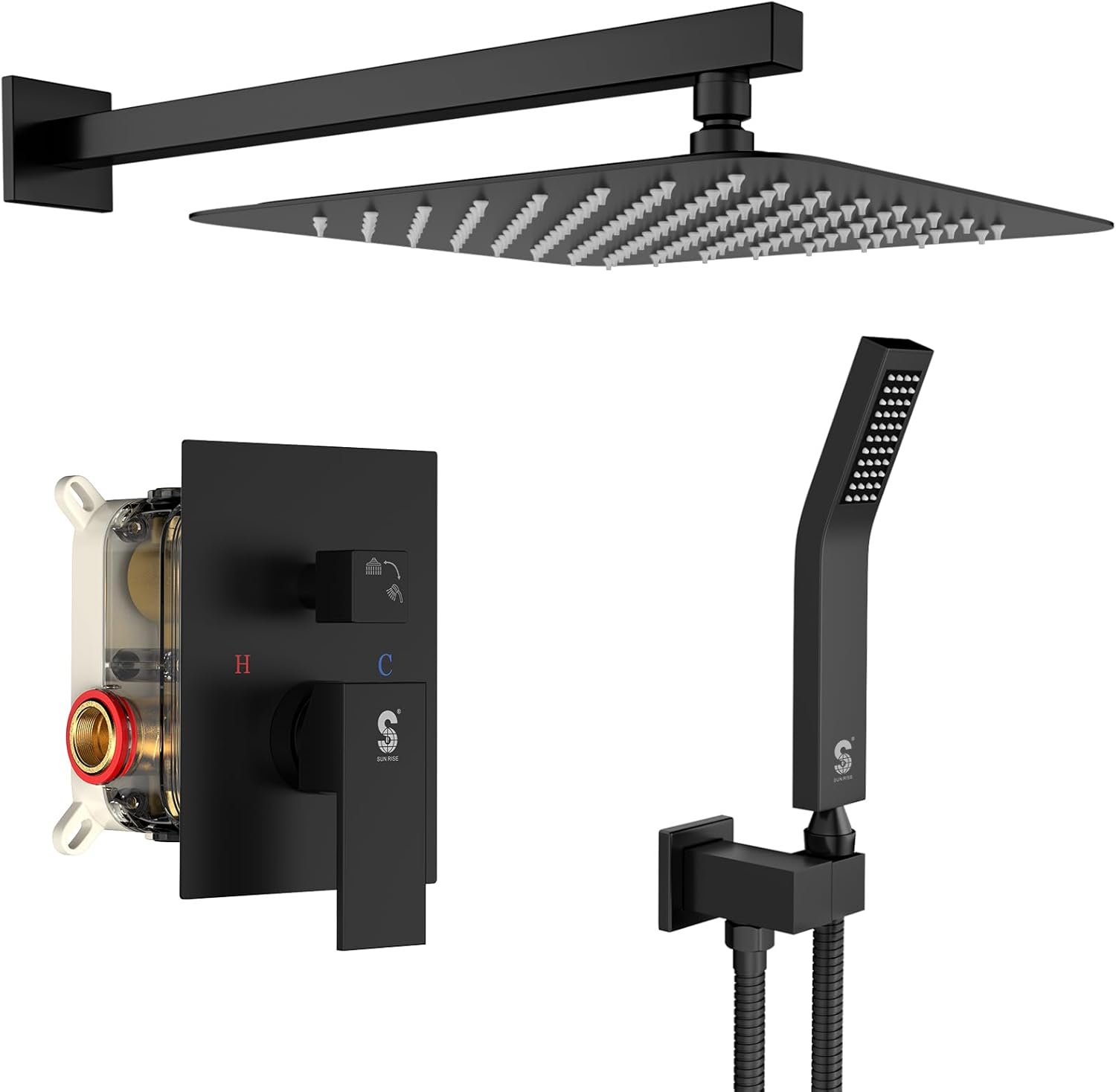 Luxury SR SUN RISE 12 Inches Shower System, Exclusive Shower Combo Set with Bras...