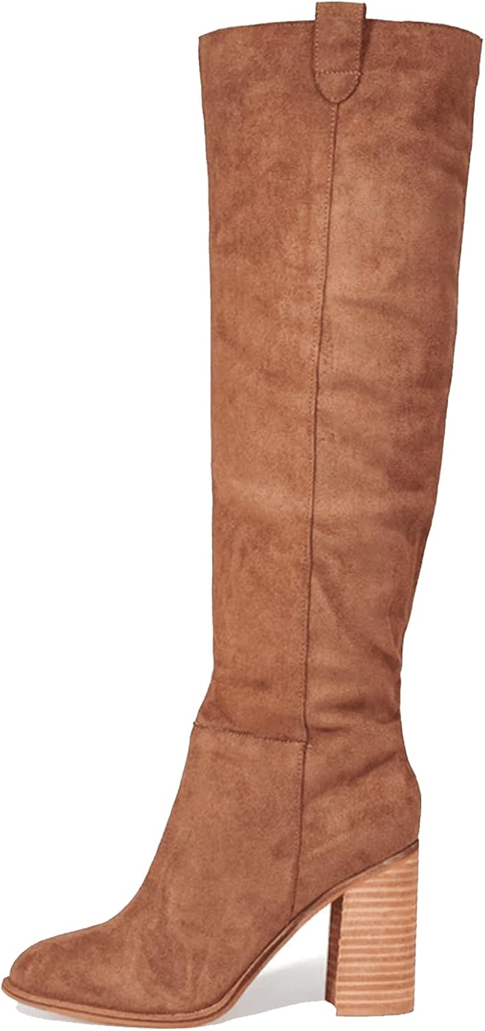 Stylish Erocalli Suede Knee-High Boots, Unique Fall Boots for Women with Chunky...