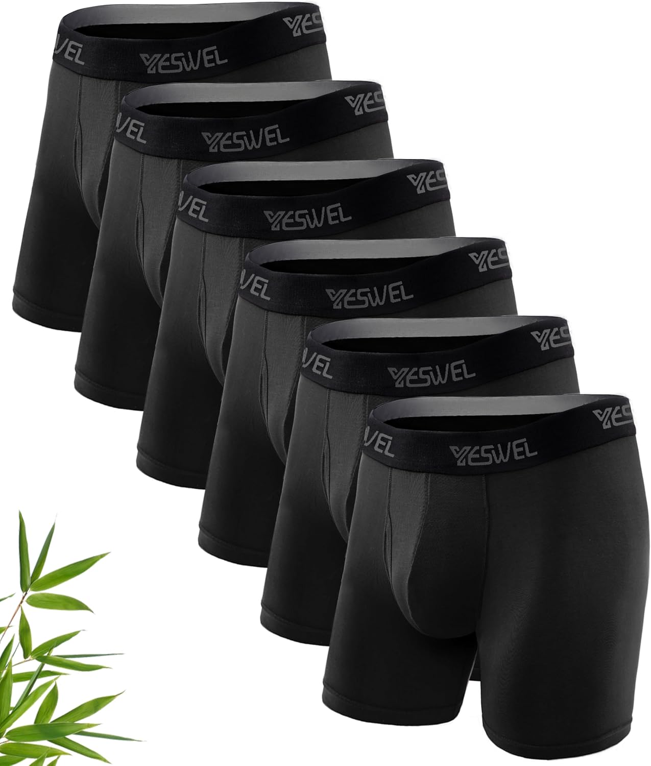 Mens Bamboo Boxers, Special Longer Leg Boxer Shorts with Fly, Innovative Anti-Ch...