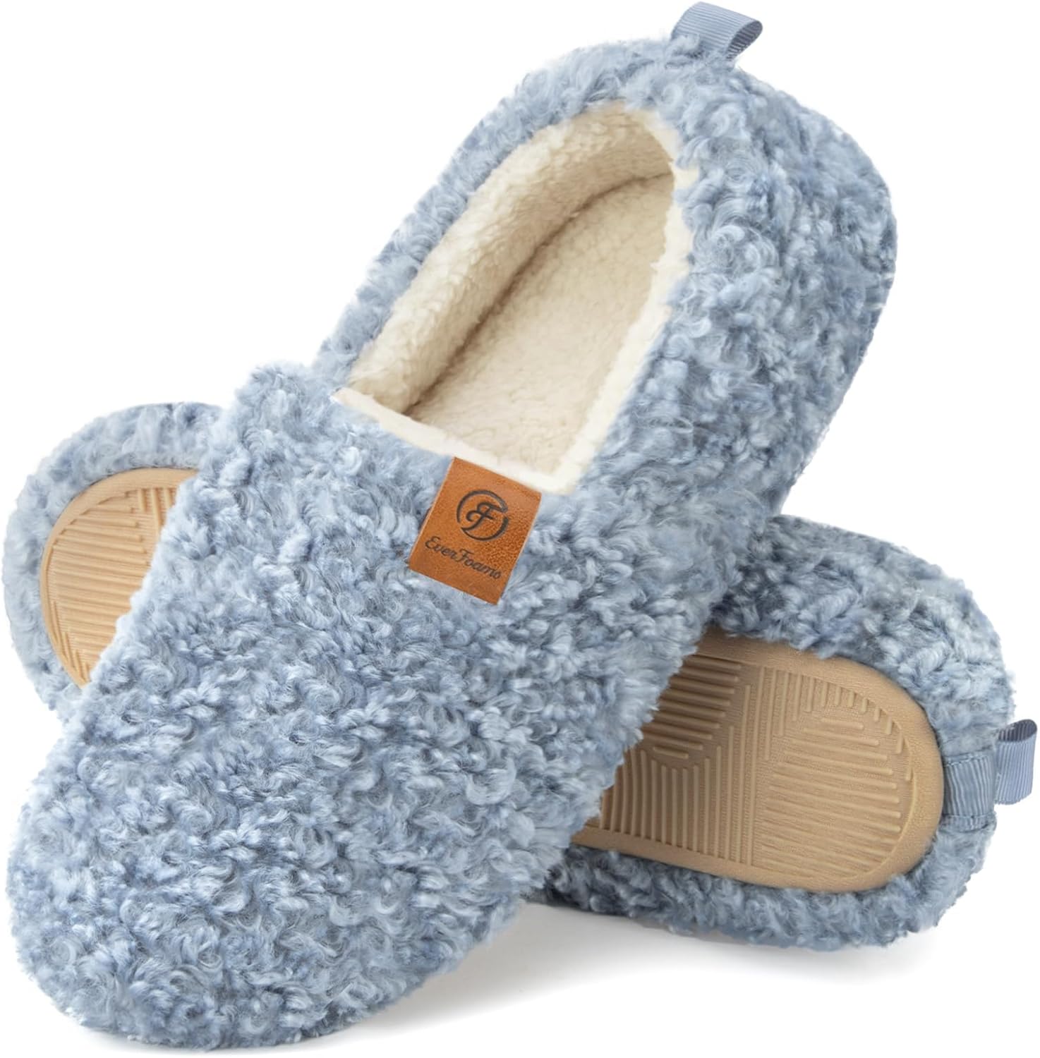 EverFoams Women's Fuzzy Full Slippers, Special Soft Comfy Faux Shearling Slipper...