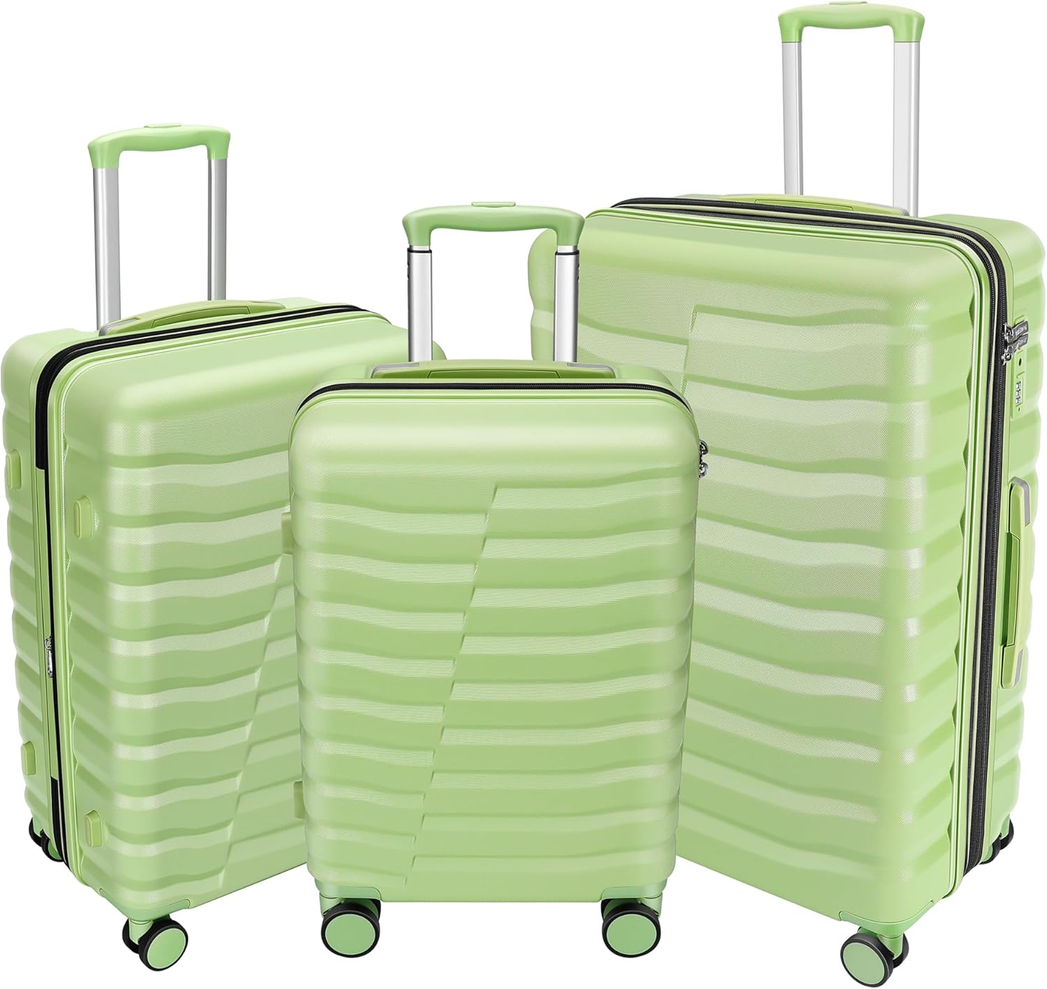 Lightweight Luggage with Spinner Wheels & YKK Zipper, 3-Piece Travel Suitcase AB...