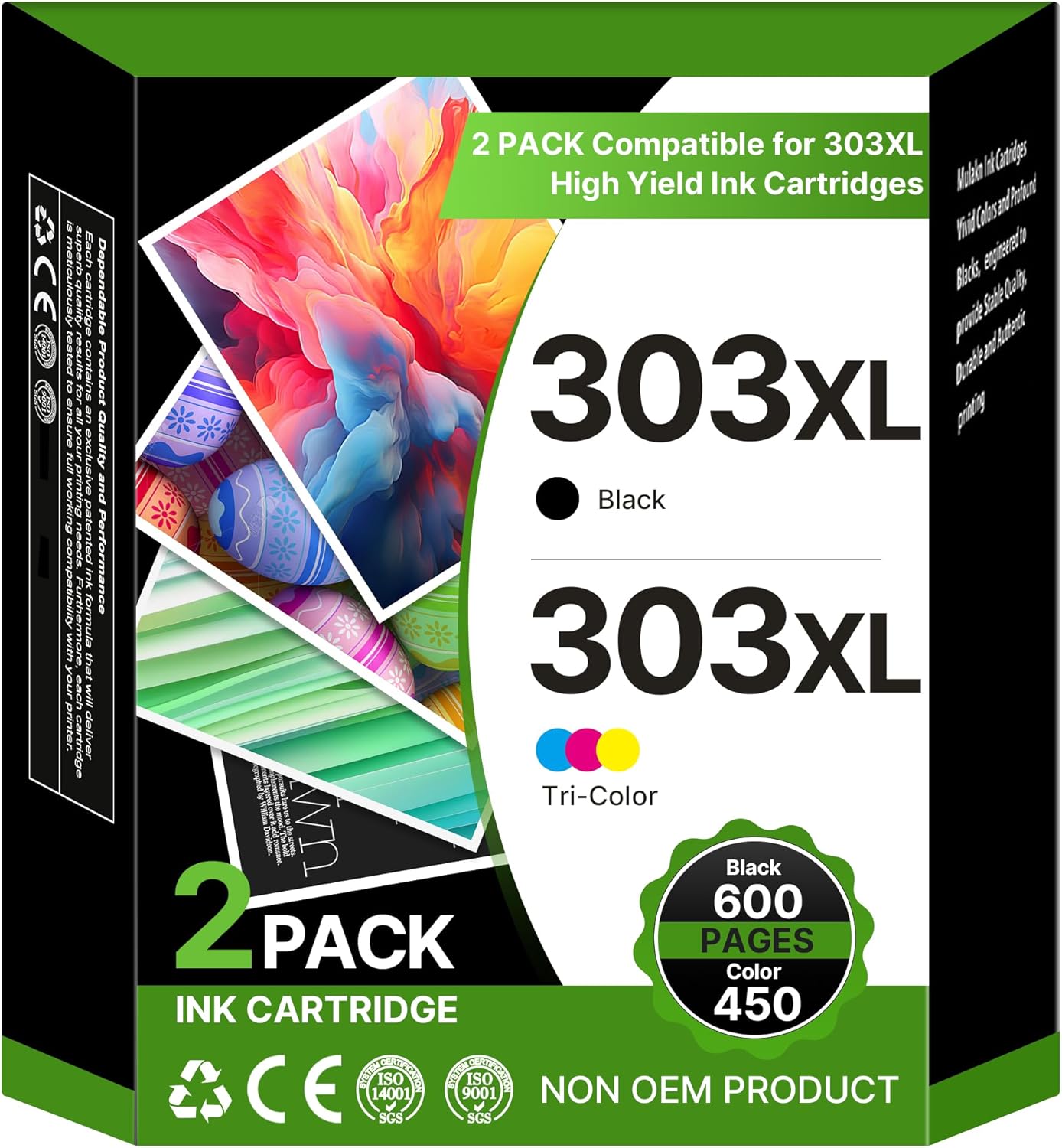 High-Quality 303XL Ink Cartridges Combo Pack, Special Replacement Ink for HP 303...