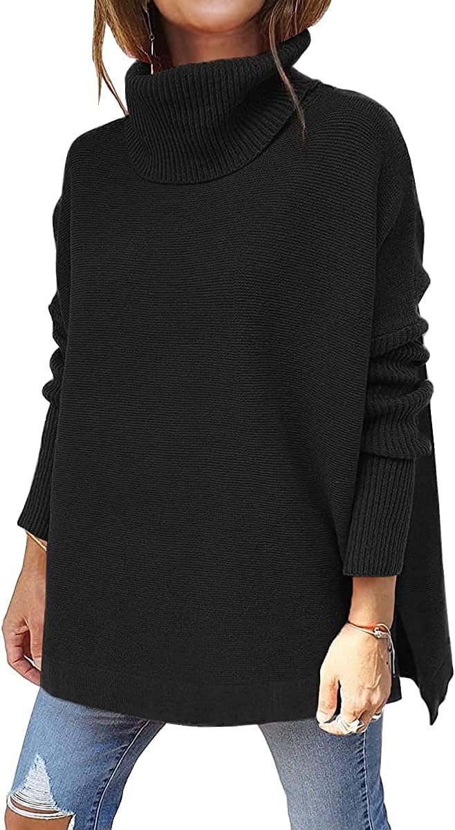 Stylish LILLUSORY Women's Sweater, Elegant Turtleneck Oversized Knit, Cozy Long...