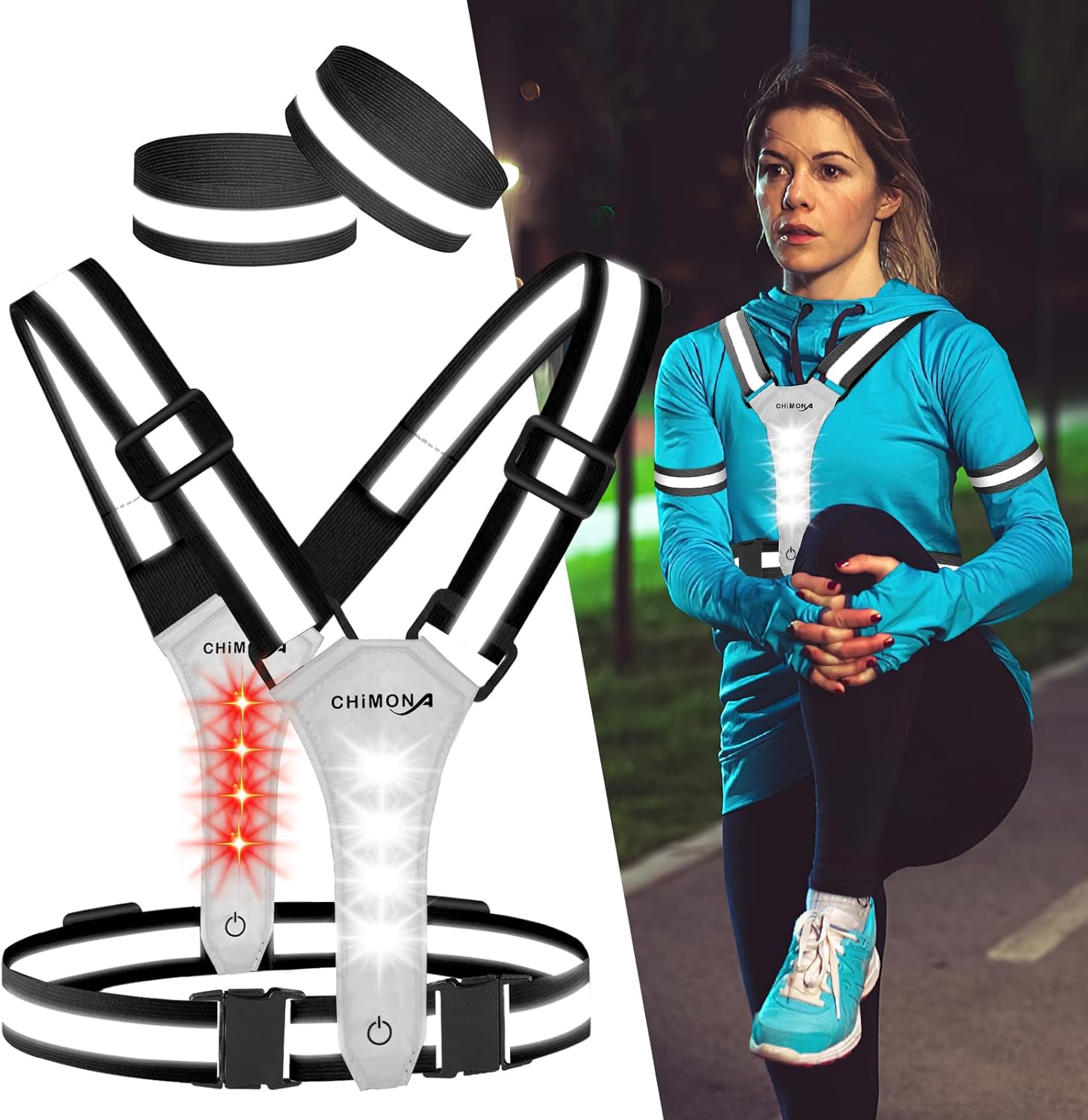 LED Reflective Vest Running Gear, 360° High Visibility Running Vest with Adjusta...