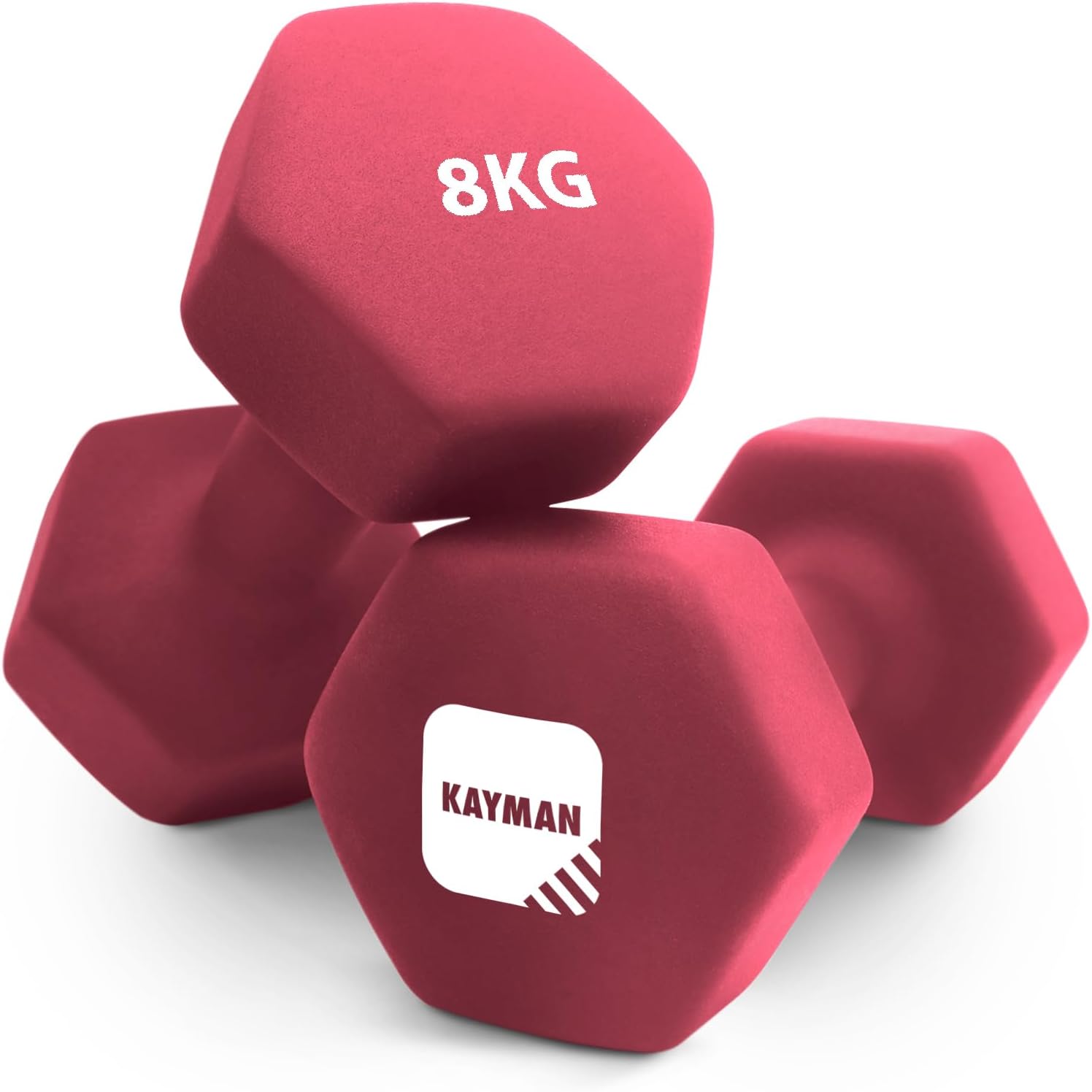 KAYMAN Neoprene Dumbbells Pair with Anti-Slip Grip,Hex Edges,Water-Resistant Sur...