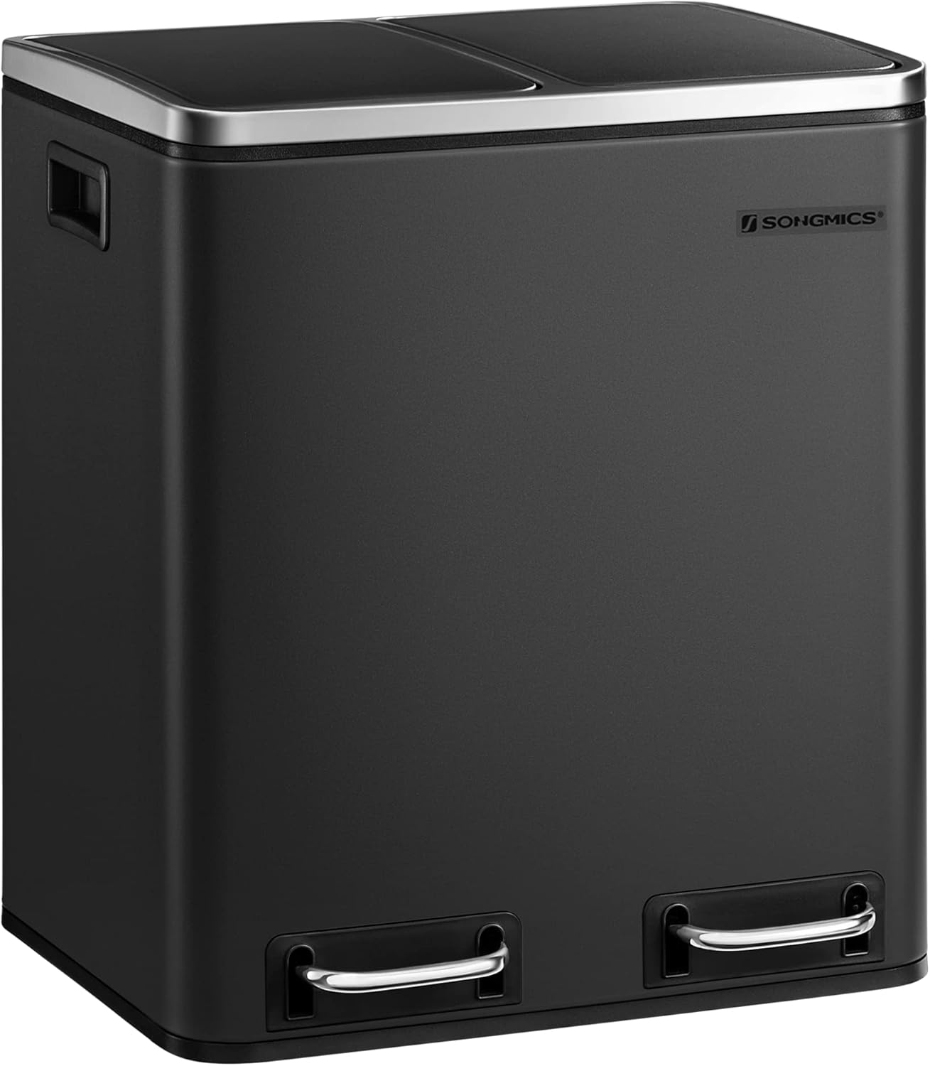 SONGMICS Kitchen Bin, 2 x 15 L Double Bin for Recycling and Waste, Pedal Bin, 15...