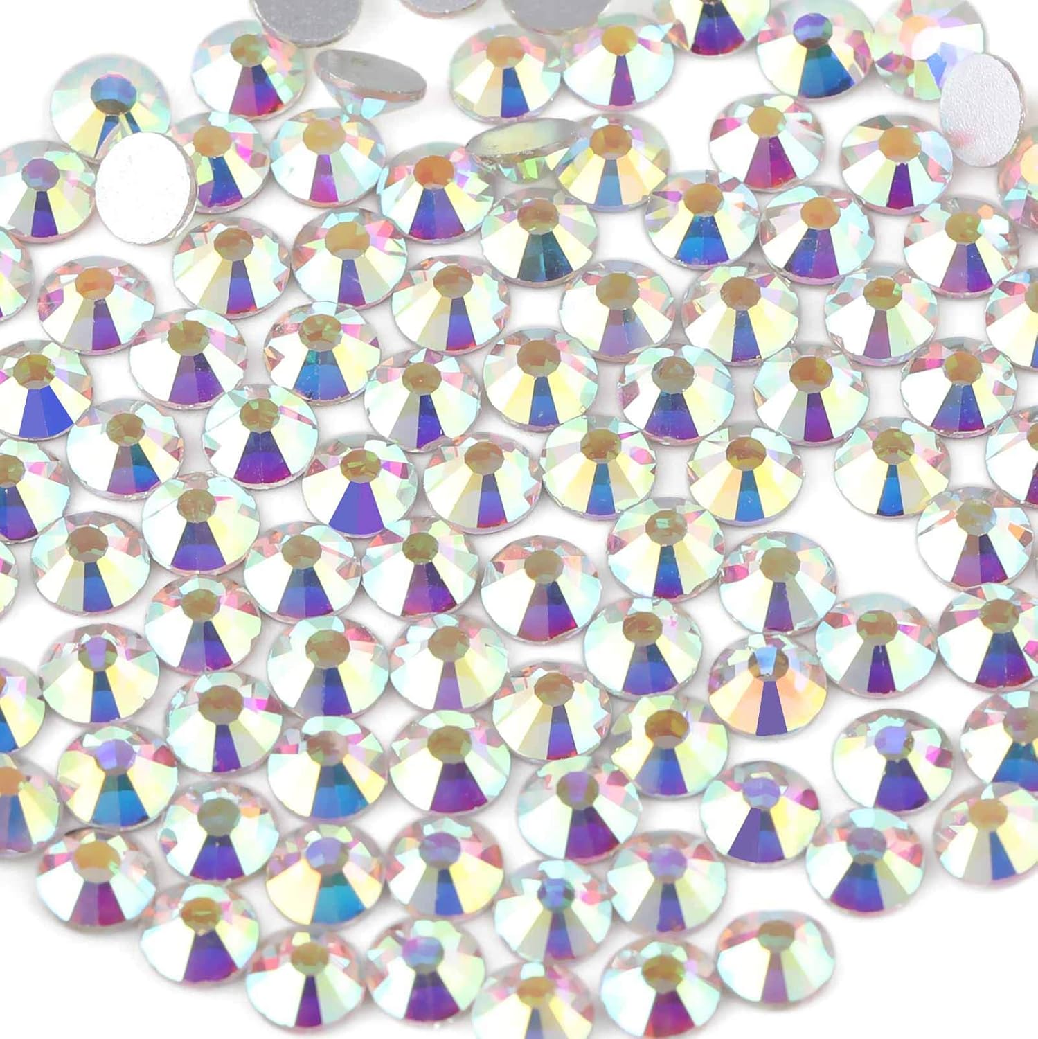 beadsland Flat Back Crystal Rhinestones Round Gems for Nail Art and Craft Glue F...