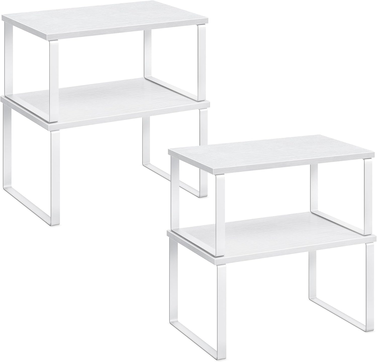 SONGMICS Kitchen Cupboard Organisers, Set of 4 Counter Storage Shelves, Stackabl...