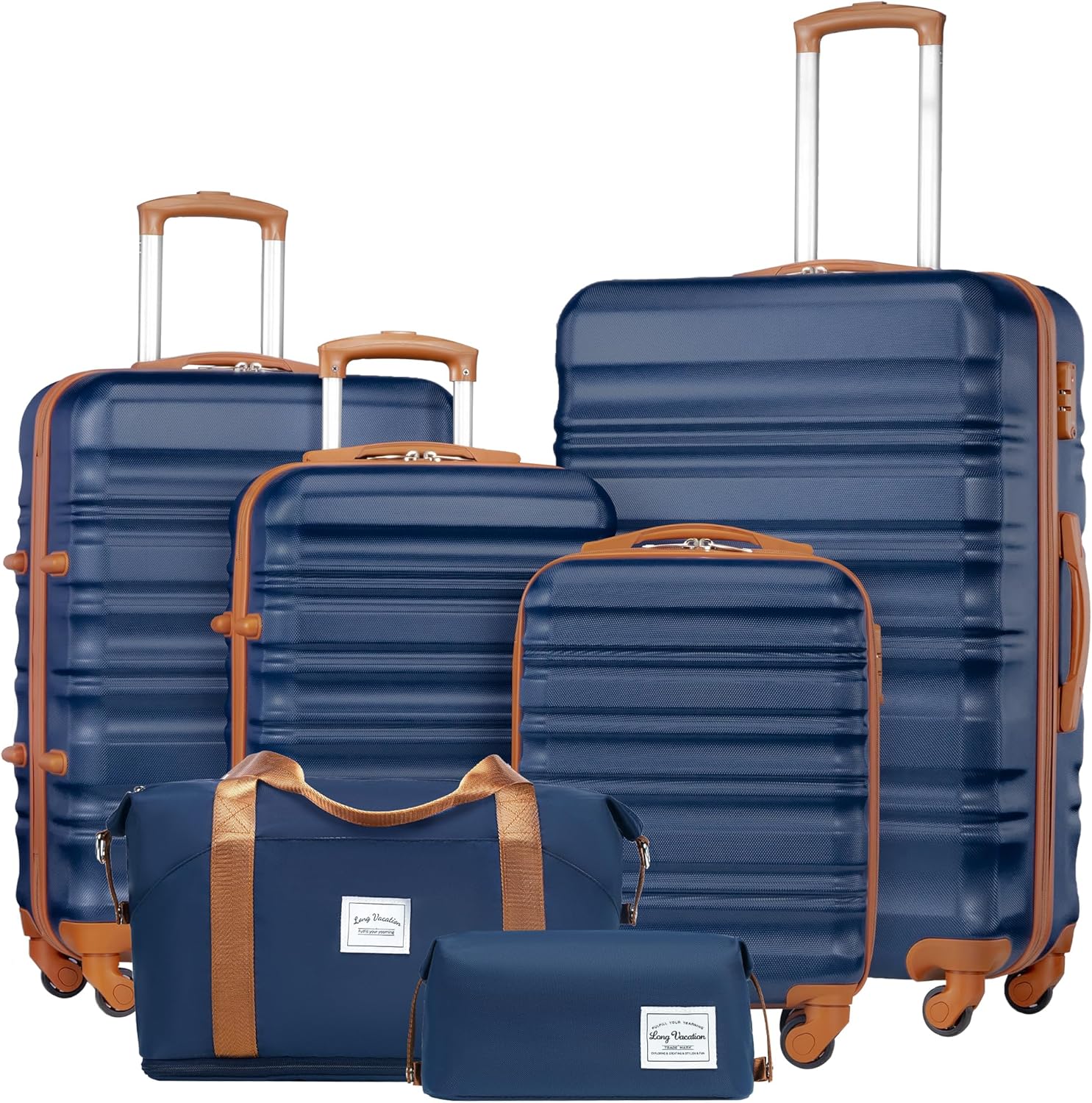 LONG VACATION Luggage Set 6 Piece Luggage ABS hardshell TSA Lock Spinner Wheels...