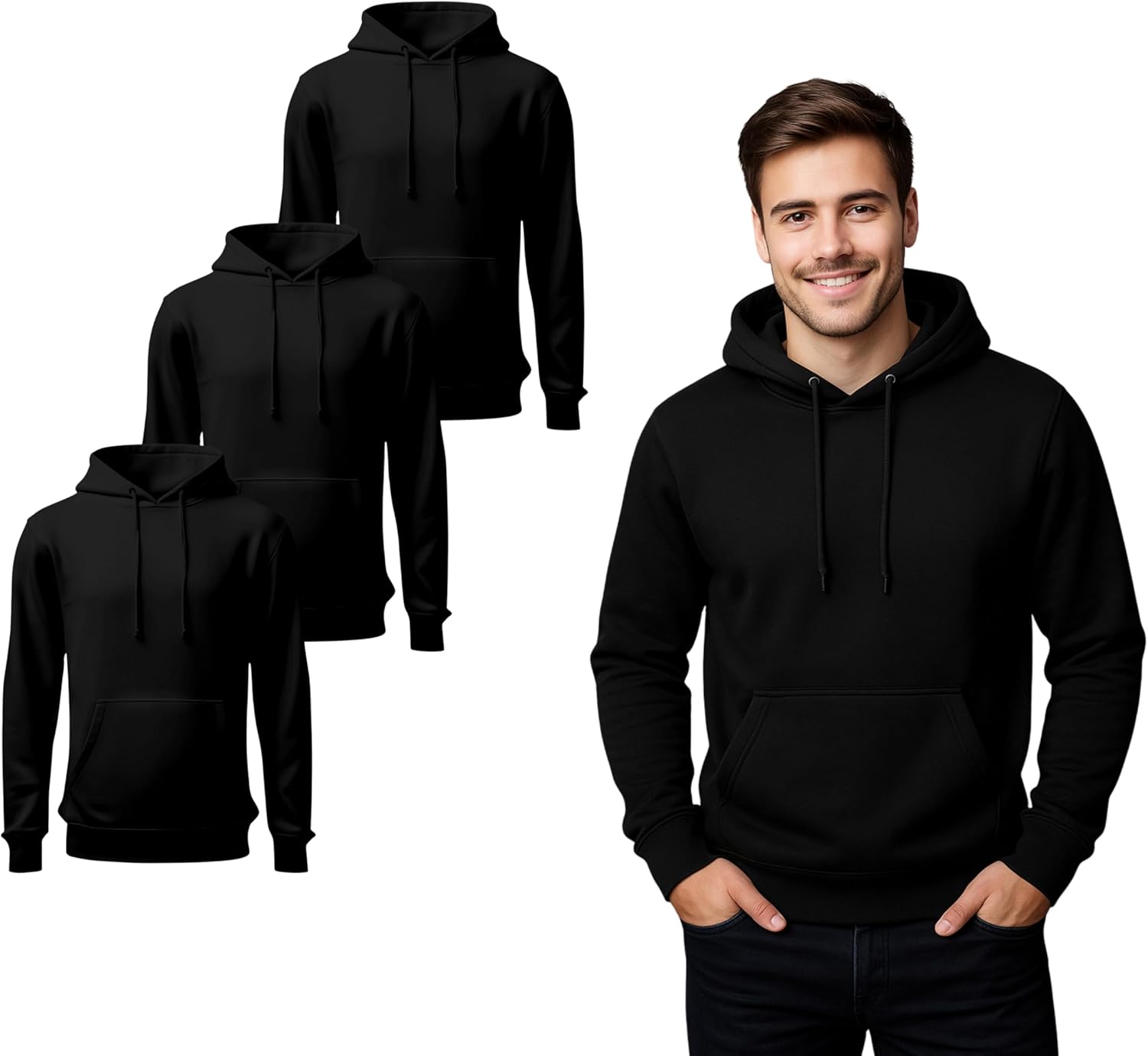 Black Hoodies For Men & Women UK - Unisex Plain Work Jumpers For Men and Women -...