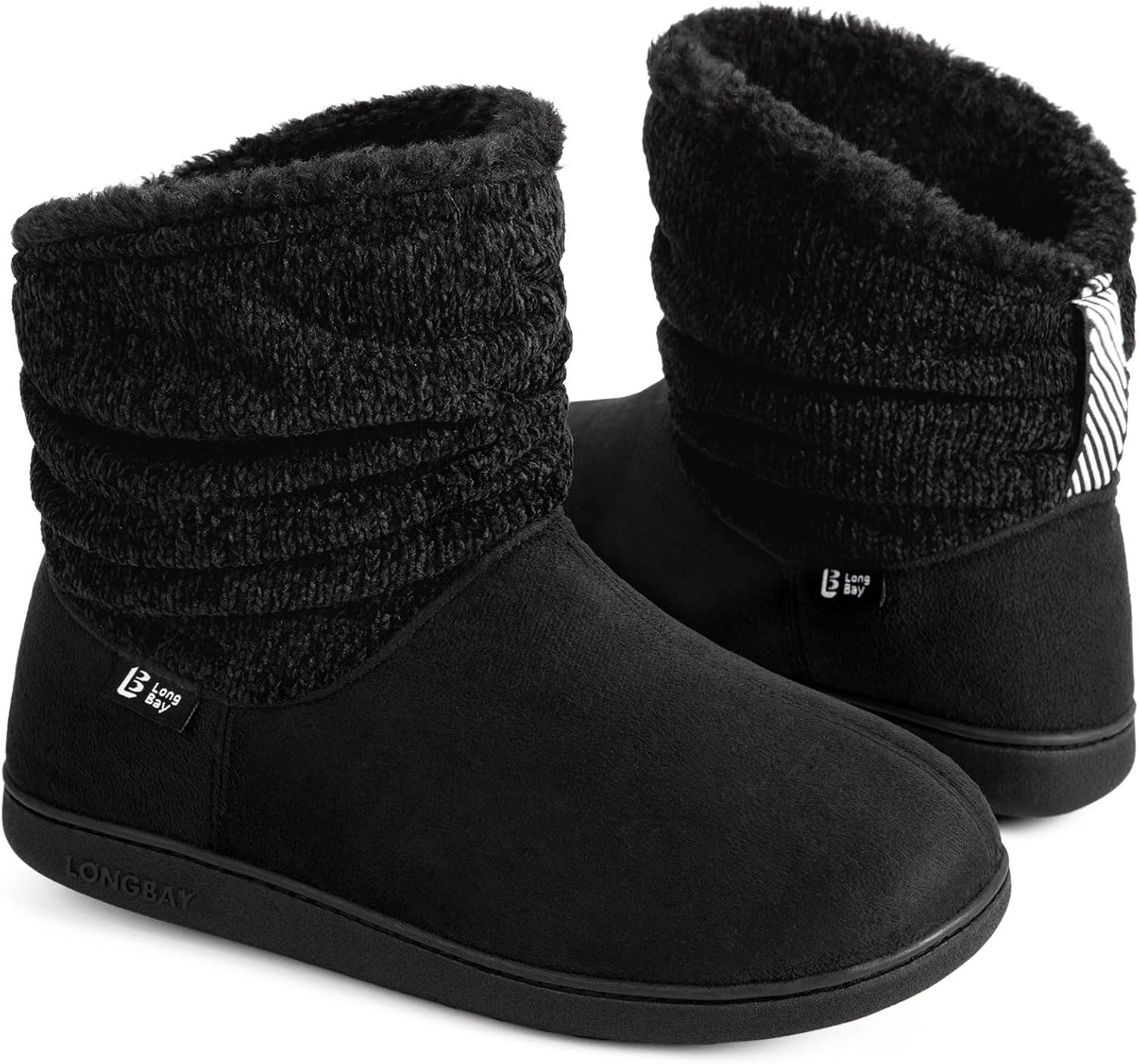 LongBay Ladies' Warm Chenille Knit Bootie Slippers Women's Comfy Suedette Fluffy...