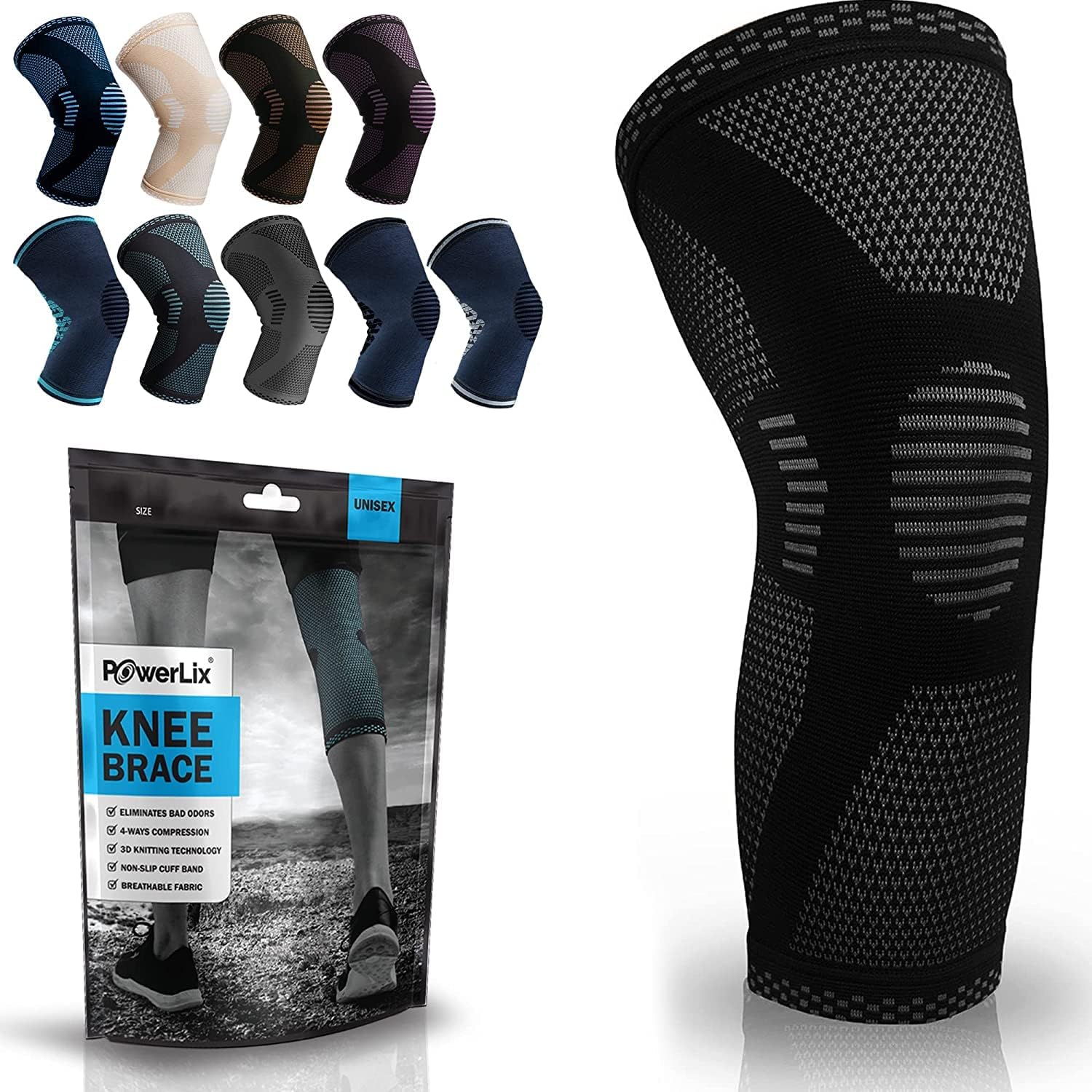 POWERLIX Knee Compression Sleeve - Best Knee Brace for Knee Pain for Men & Women...