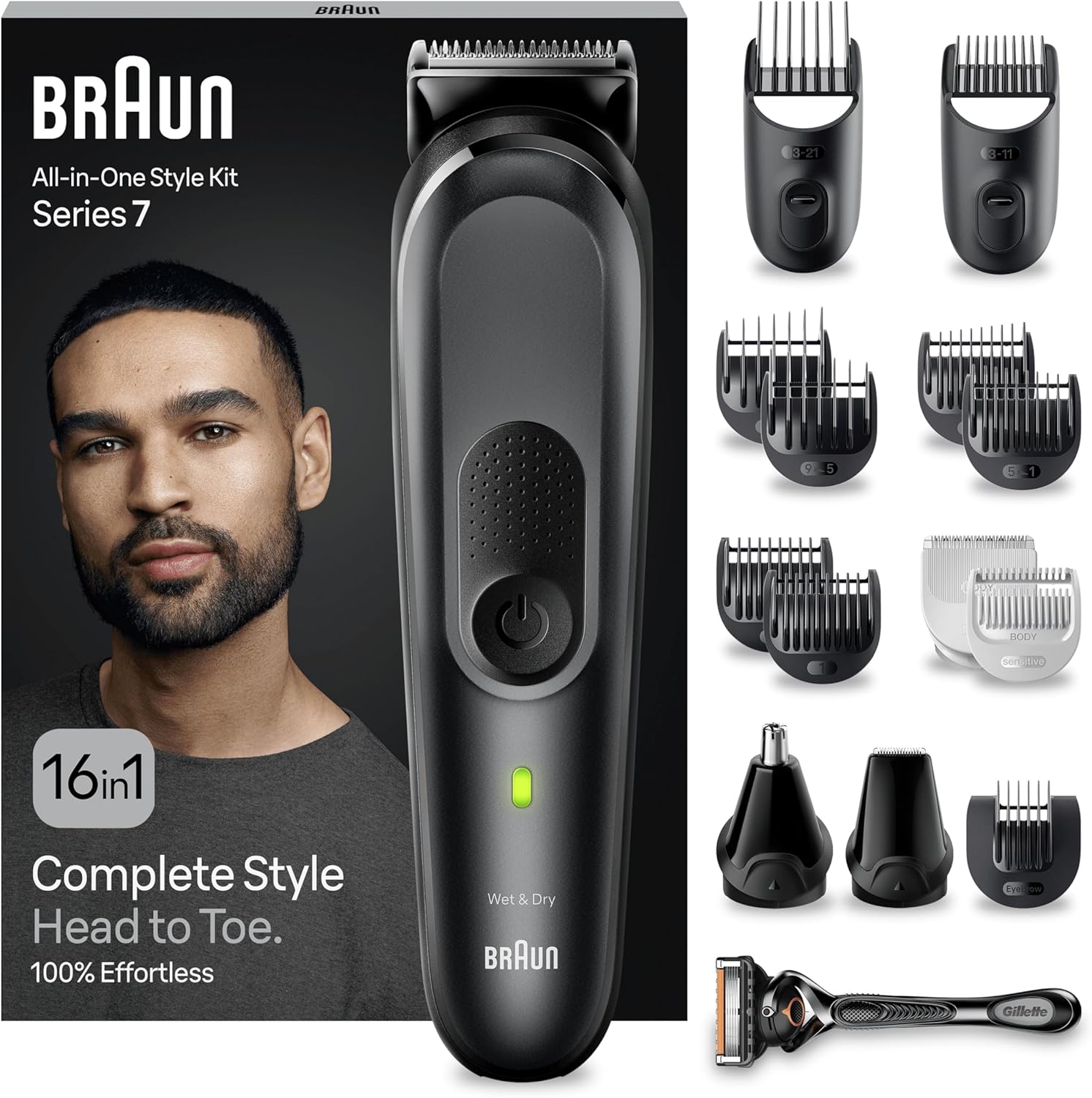 Braun All-in-One Style Kit Series 7 MGK7470, Beard Trimmer Men Rechargeable, 16-...