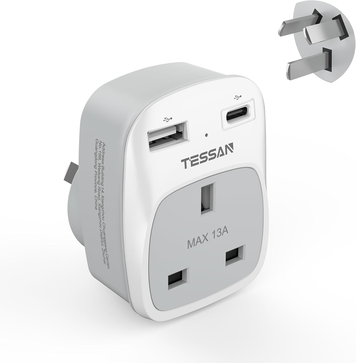 UK to Australia Power plug Adapter, TESSAN Grounded Type I Plug Adapter with 2 U...