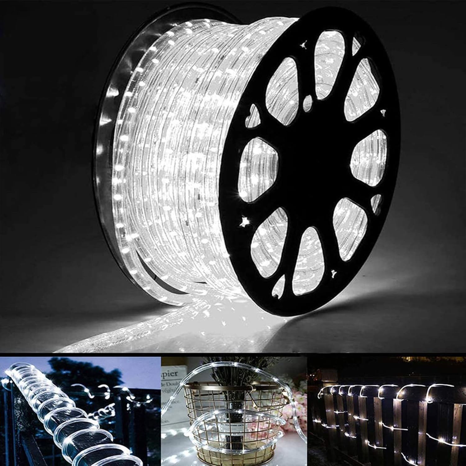 100ft LED Rope Lights Outdoor, 720 LED Connectable and Flexible Tube Lights with...