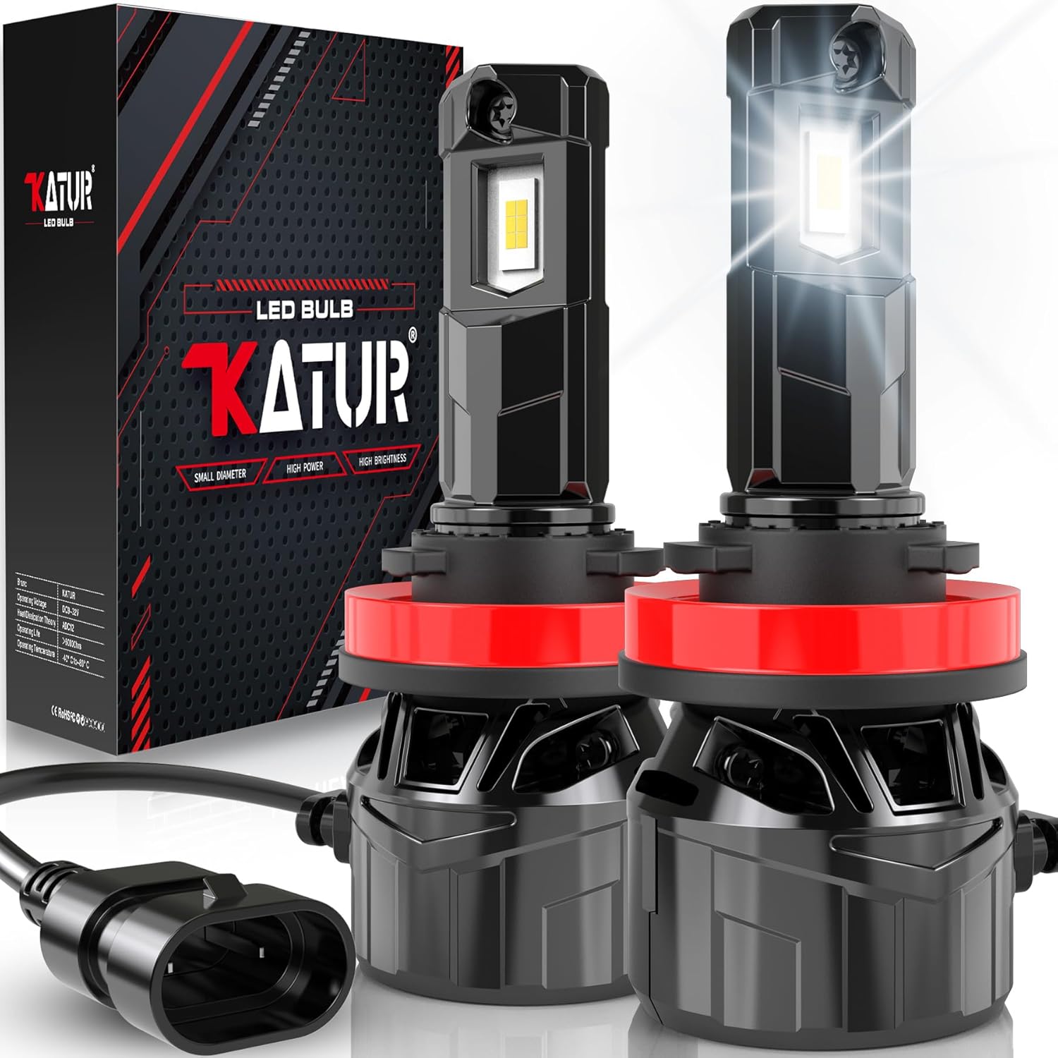 KATUR H11 LED Headlight Bulb, Exceptional LED Bulb with 700% Brightness, High-Qu...