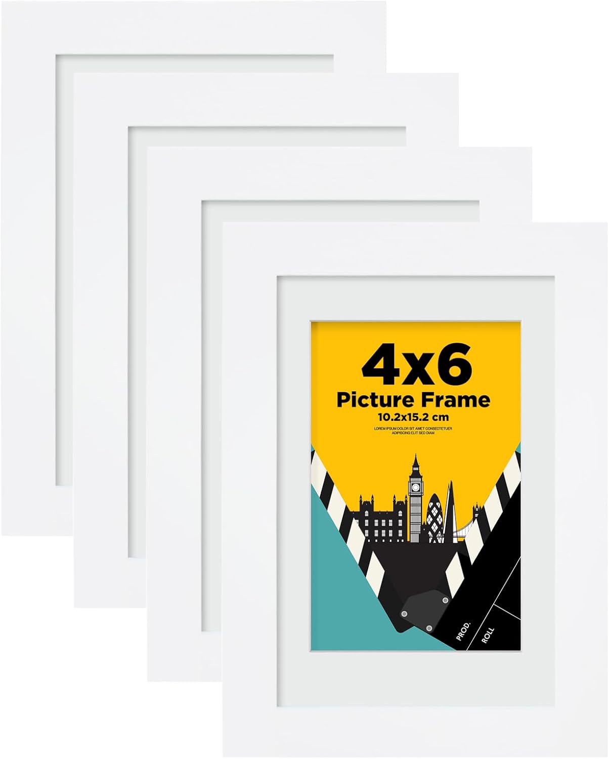 EGOFINE 6x4 Photo Frames,100% Solid Wood Frames with Acrylic Glass Set of 4,Matt...