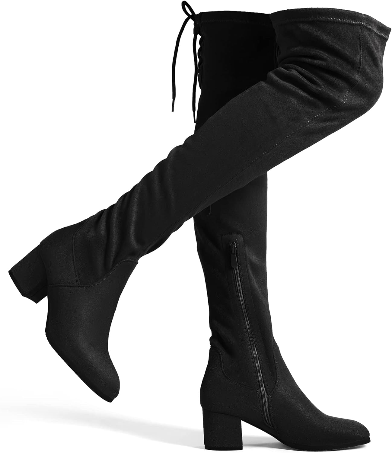 DREAM PAIRS Women's Laurence Over The Knee Thigh High Chunky Heel Boots Long Str...