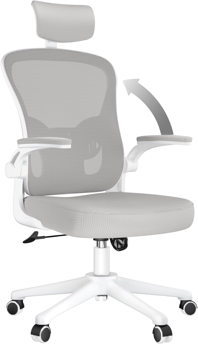 naspaluro Office Desk Chair with Flip-Up Armrest High Back Ergonomic Computer Ch...
